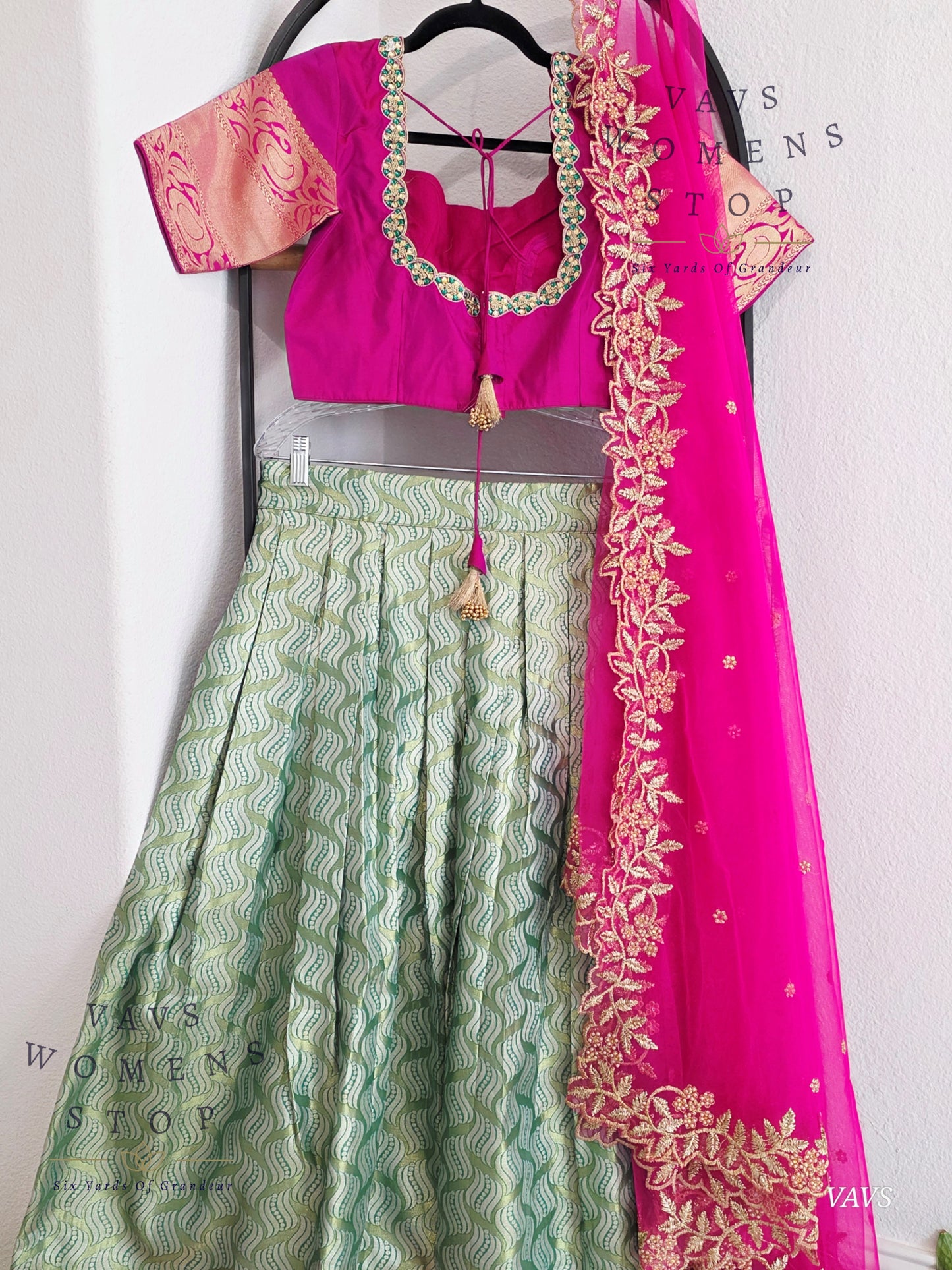 Semi Kanchi Half Saree Set – Traditional South Indian Lehenga for Women | Bridal & Festive Wear |