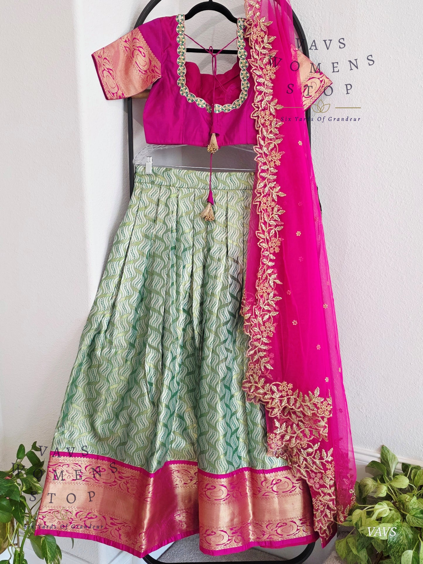 Semi Kanchi Half Saree Set – Traditional South Indian Lehenga for Women | Bridal & Festive Wear |