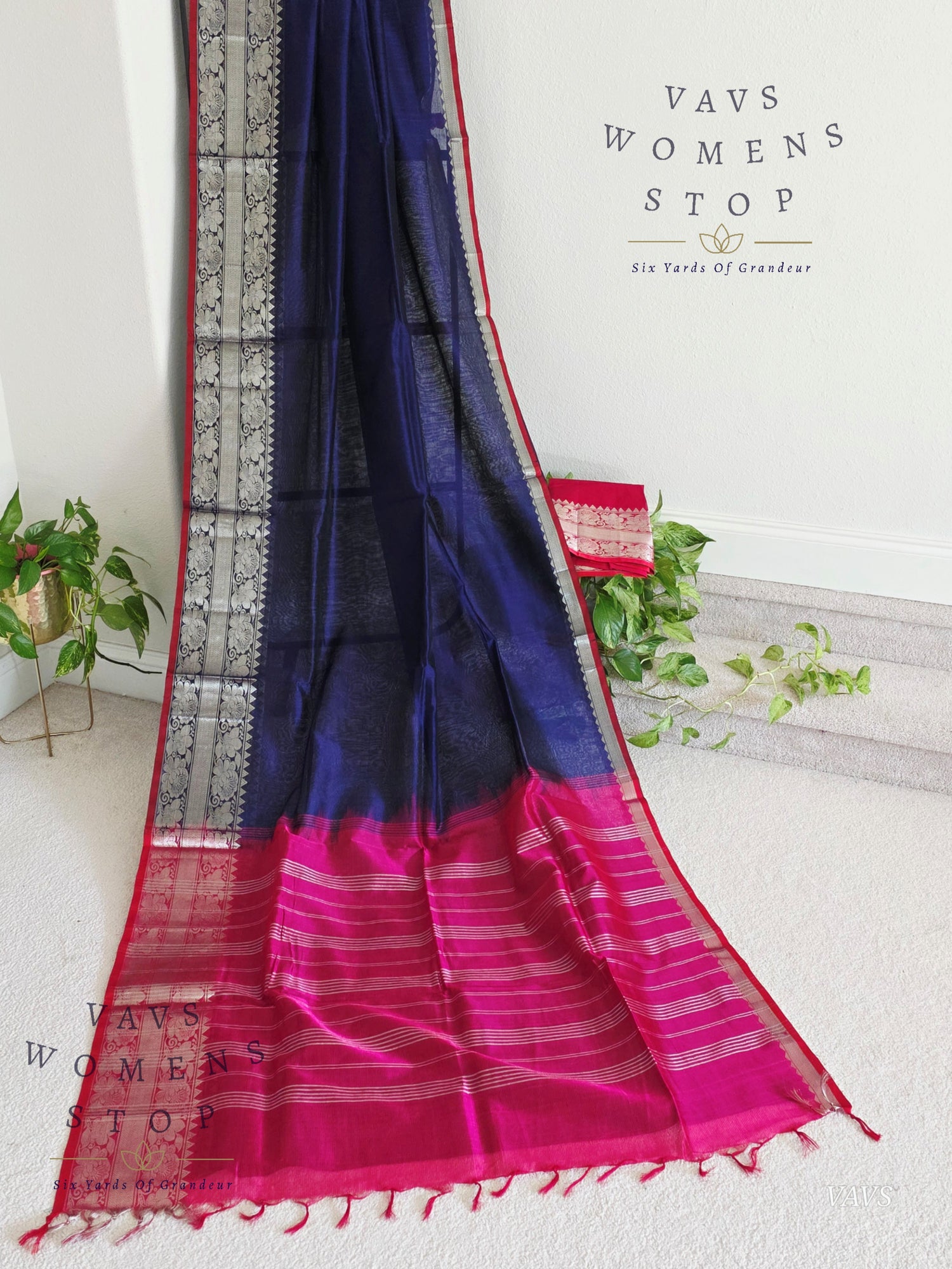 Mangalagiri Pattu Silk Cotton Saree with Kanchi Border | Lightweight & Transparent | Ready to Ship from Texas |  | 