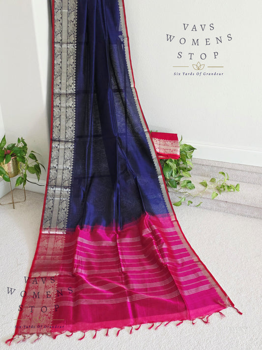 Mangalagiri Pattu Silk Cotton Saree with Kanchi Border | Lightweight & Transparent | Ready to Ship from Texas | |