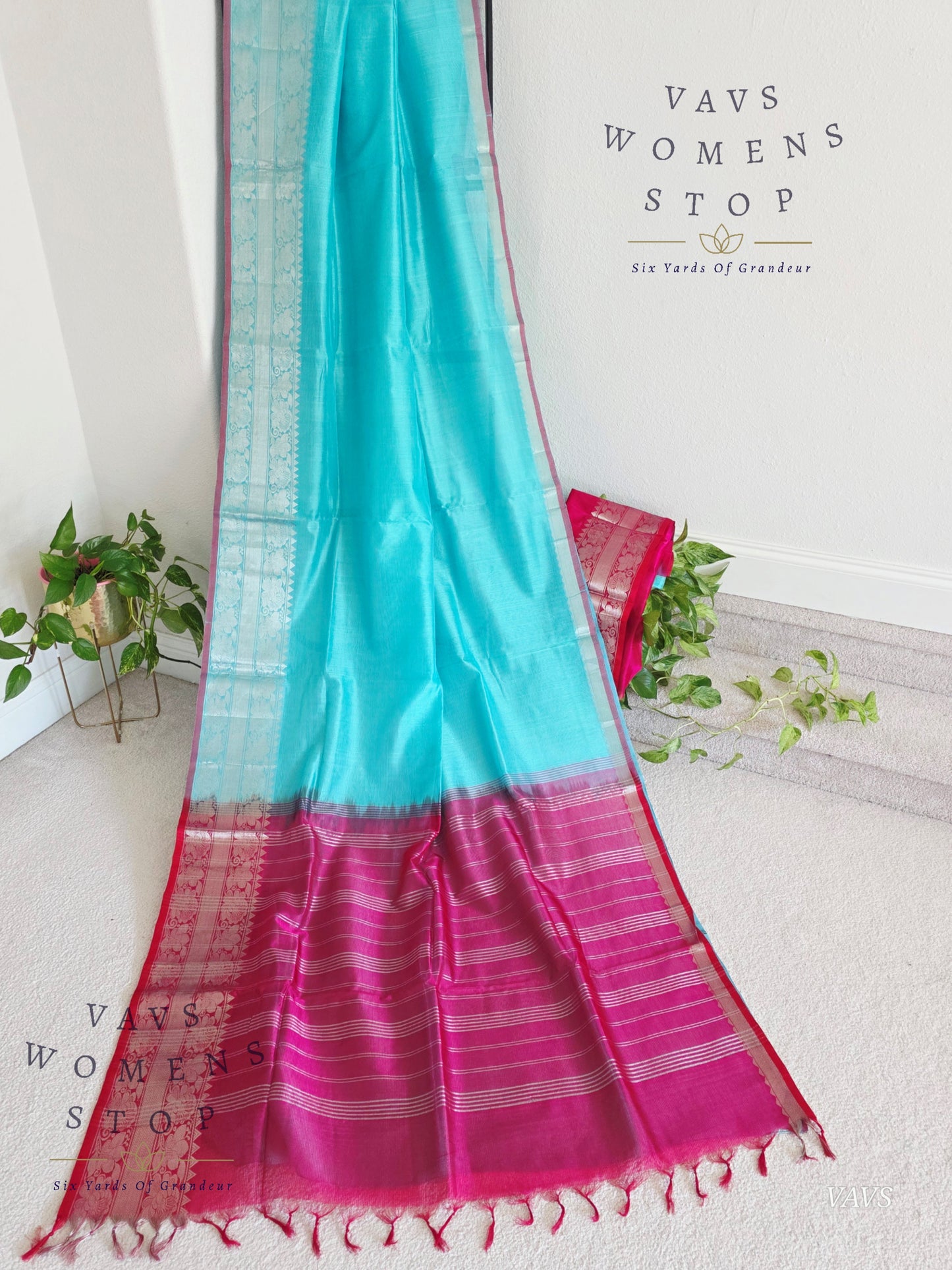 Mangalagiri Pattu Silk Cotton Saree with Kanchi Border