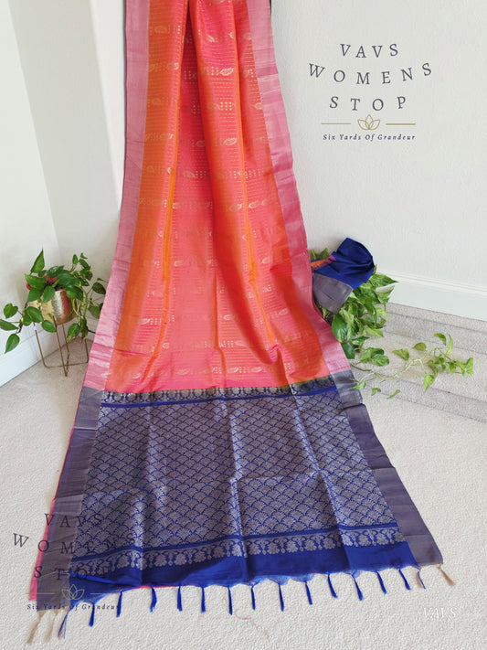 Semi Kanchi Soft Silk Saree with Khaddi Border