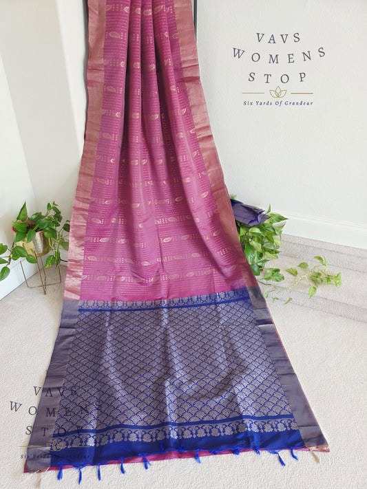 Semi Kanchi Soft Silk Saree with Khaddi Border