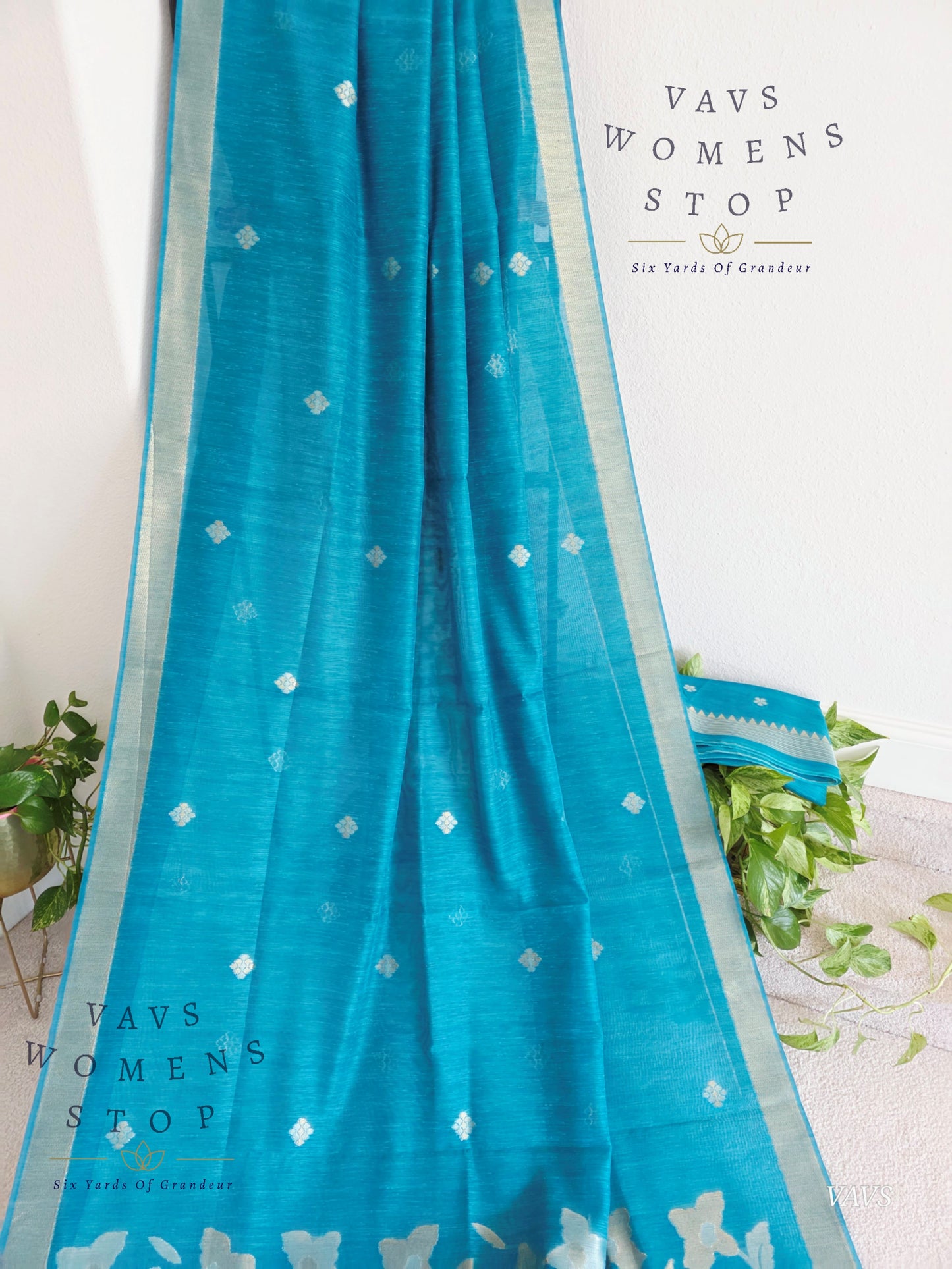 Blue Shade Semi Matka Silk Jamdani Saree