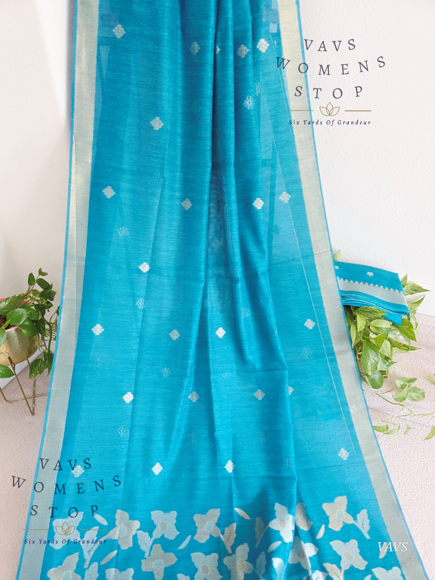 Blue Shade Semi Matka Silk Jamdani Saree