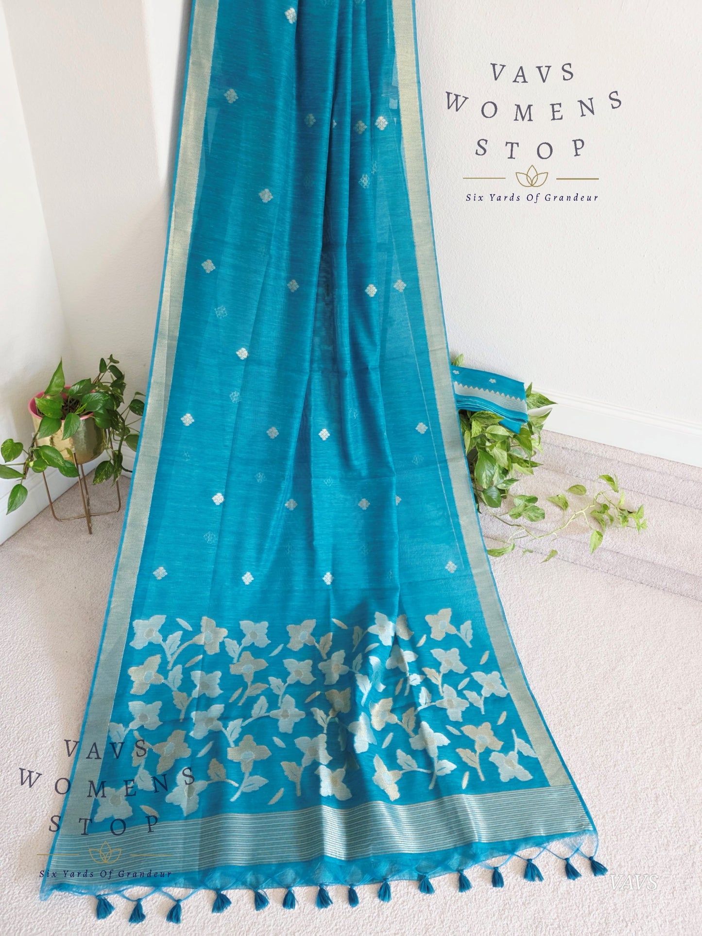 Blue Shade Semi Matka Silk Jamdani Saree