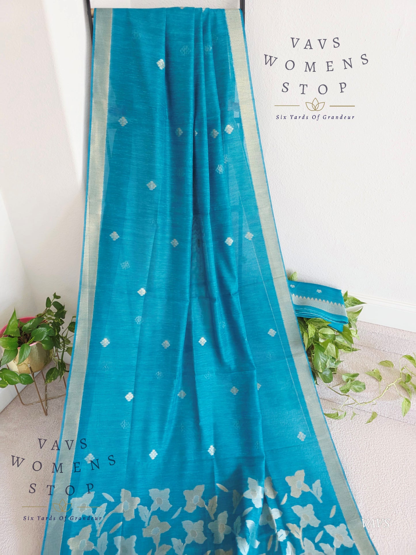 Blue Shade Semi Matka Silk Jamdani Saree
