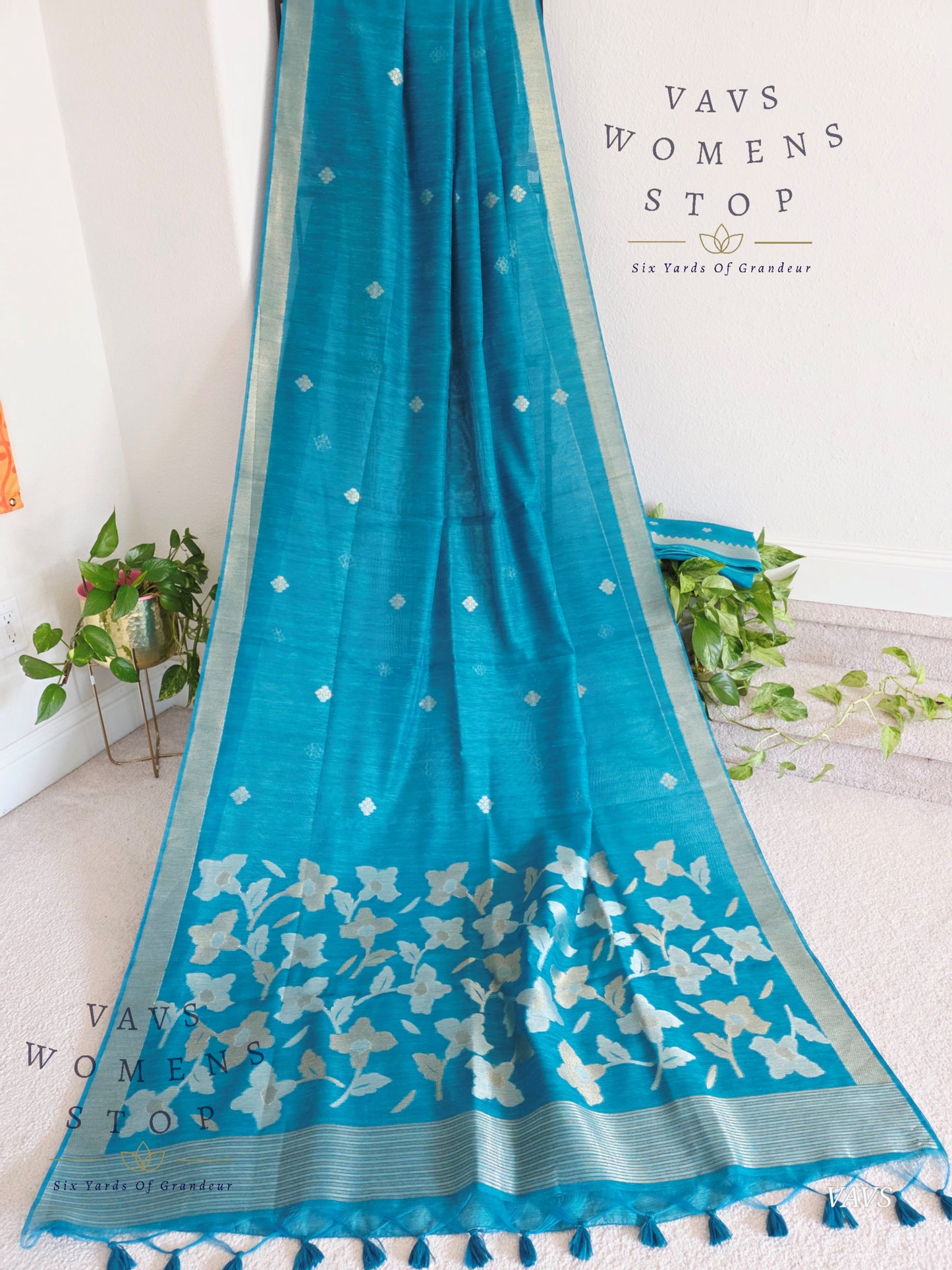 Blue Shade Semi Matka Silk Jamdani Saree