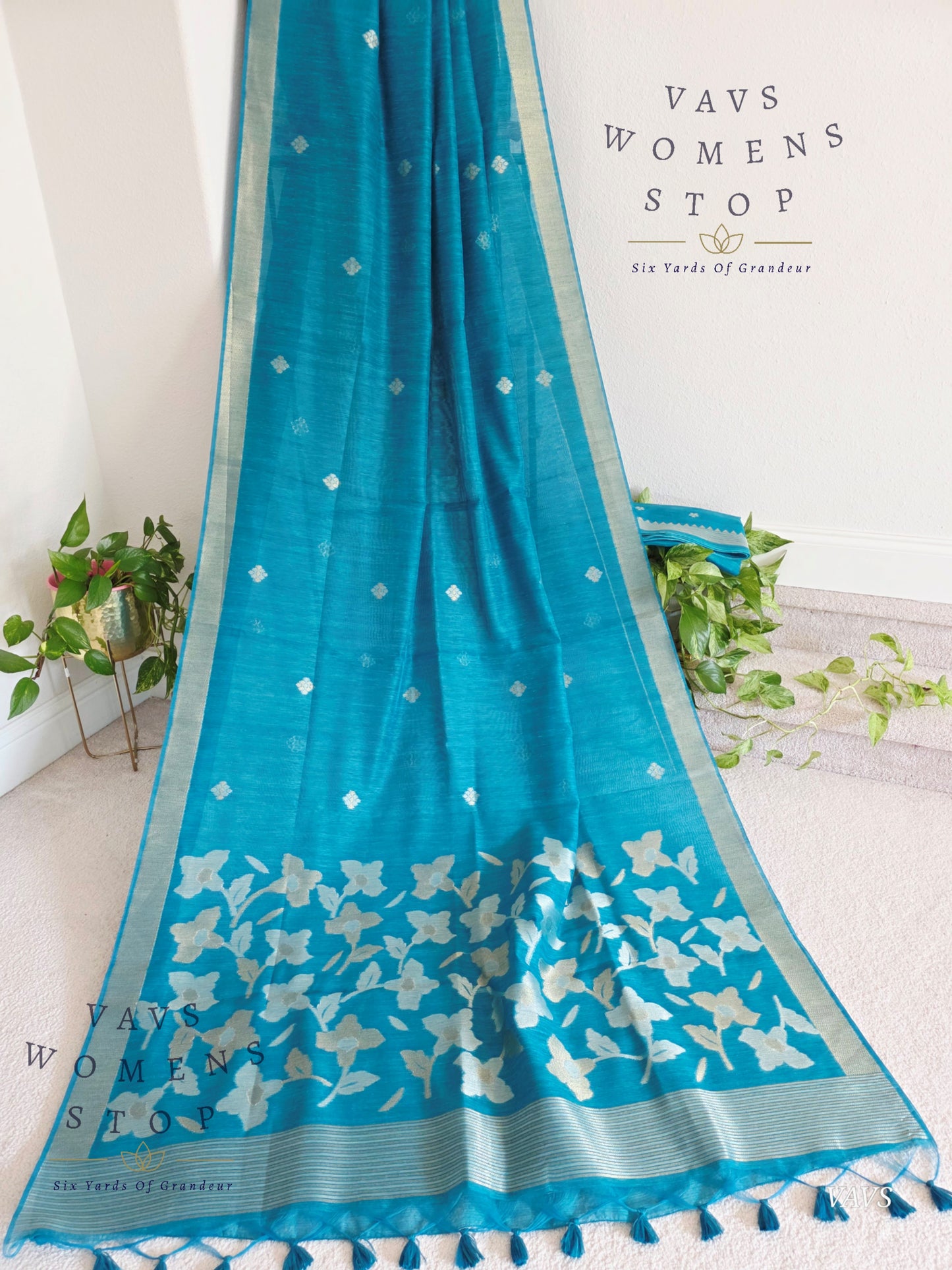 Blue Shade Semi Matka Silk Jamdani Saree