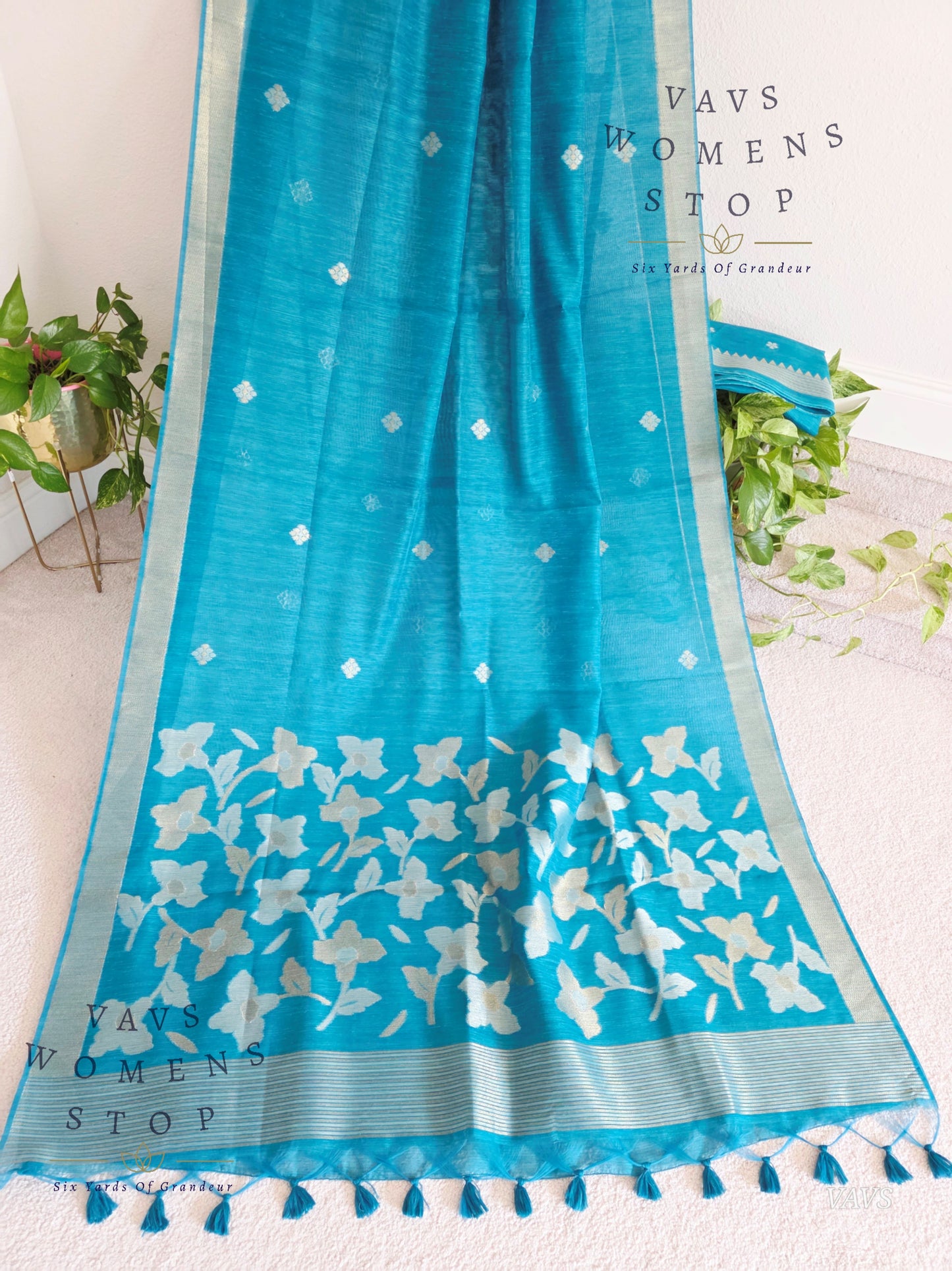 Blue Shade Semi Matka Silk Jamdani Saree