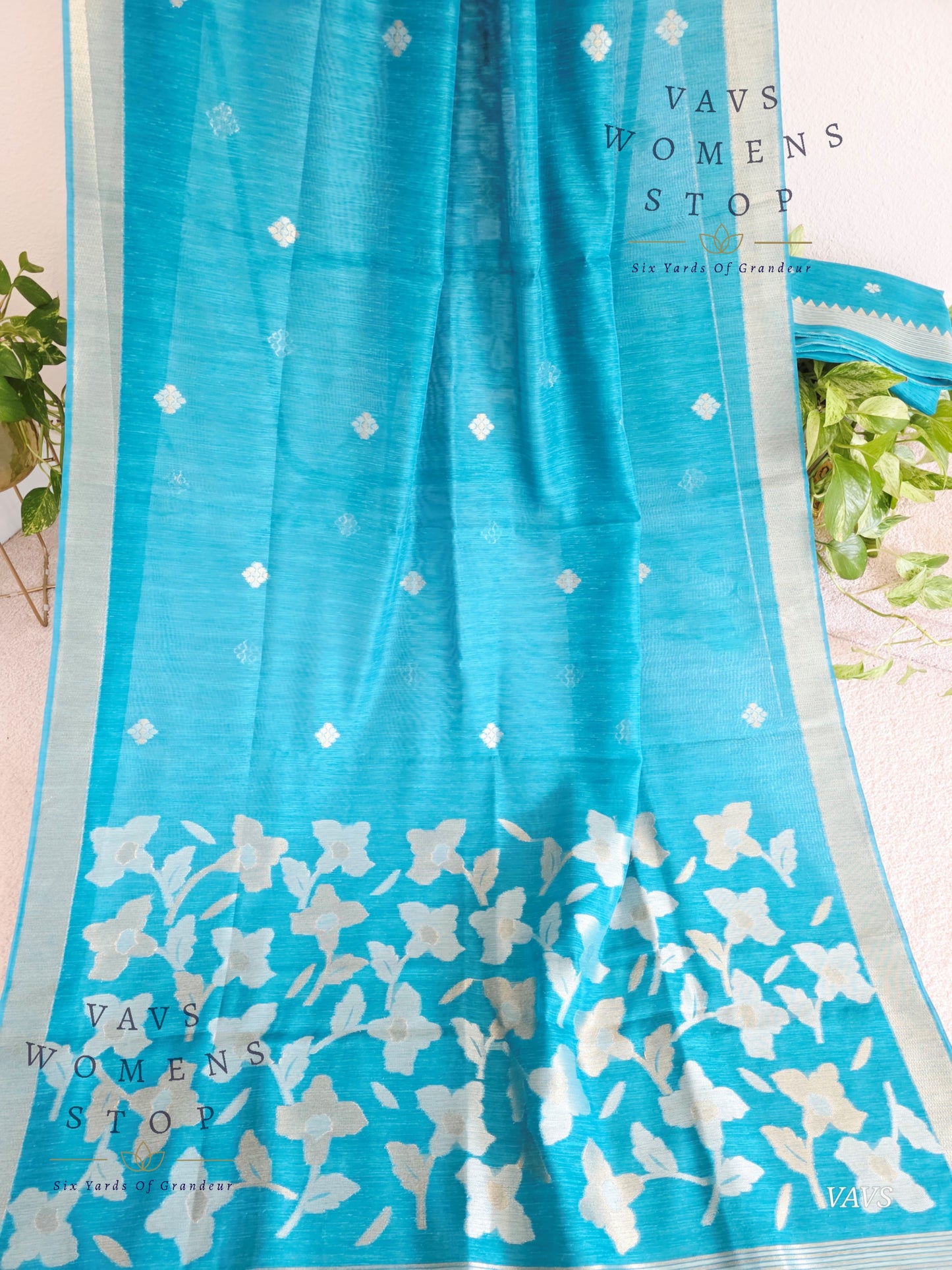 Blue Shade Semi Matka Silk Jamdani Saree