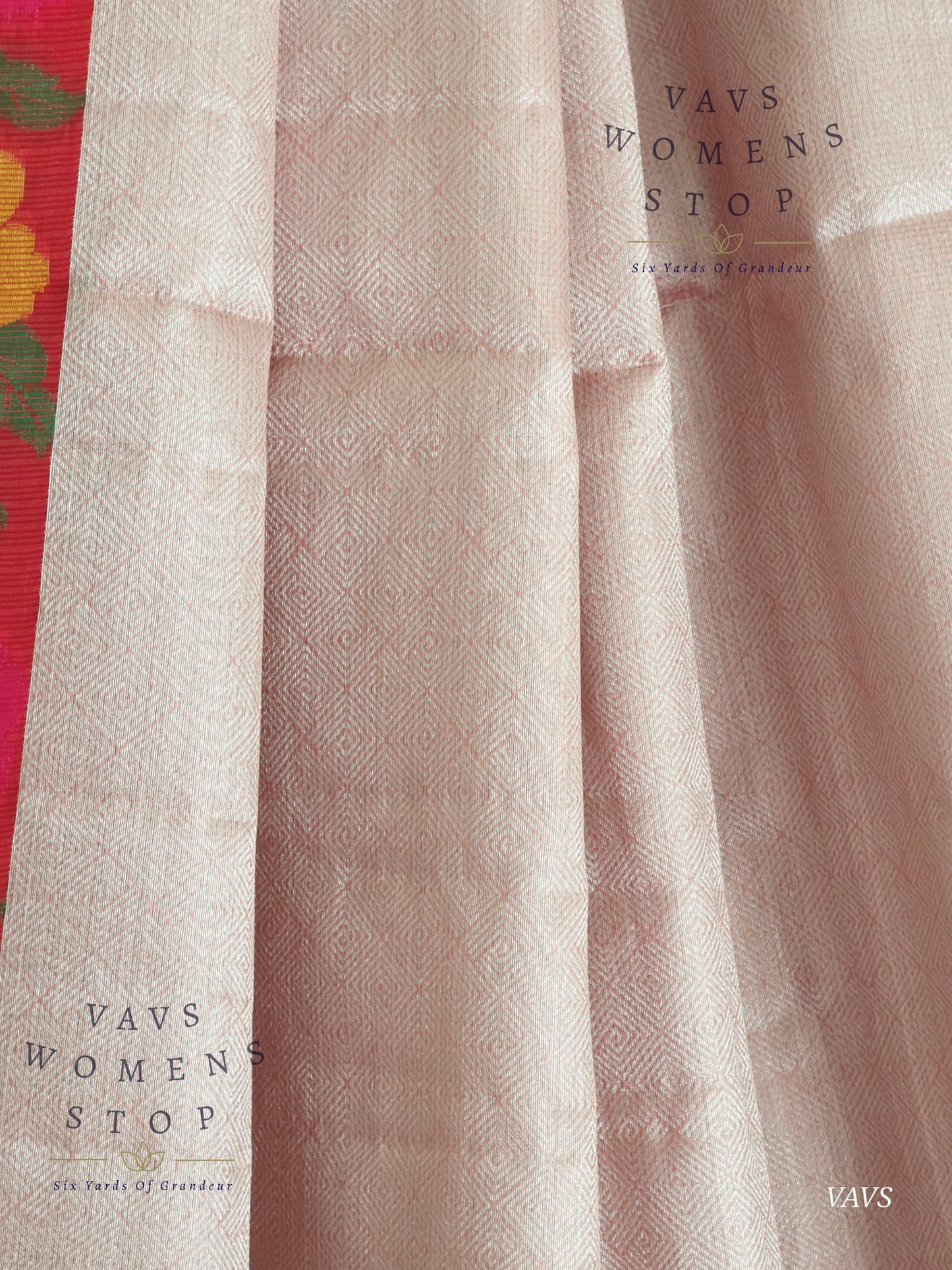 Pastel Pink Semi-Kota Tissue Silk Blend Saree with Floral Border