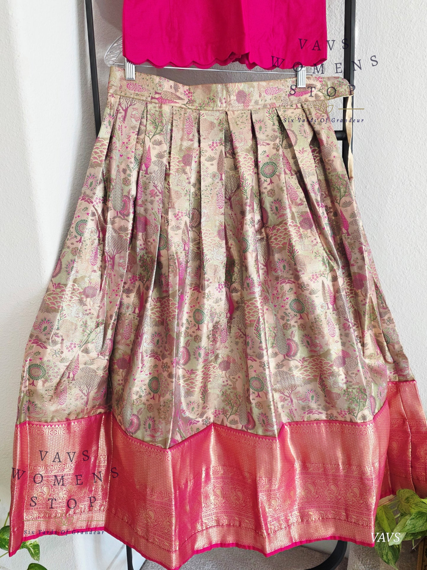 Semi Kanchi Pattu Silk Lehenga Set for Girls – Traditional Pavadai for Ages 11 to 12 | Ready to Ship from USA