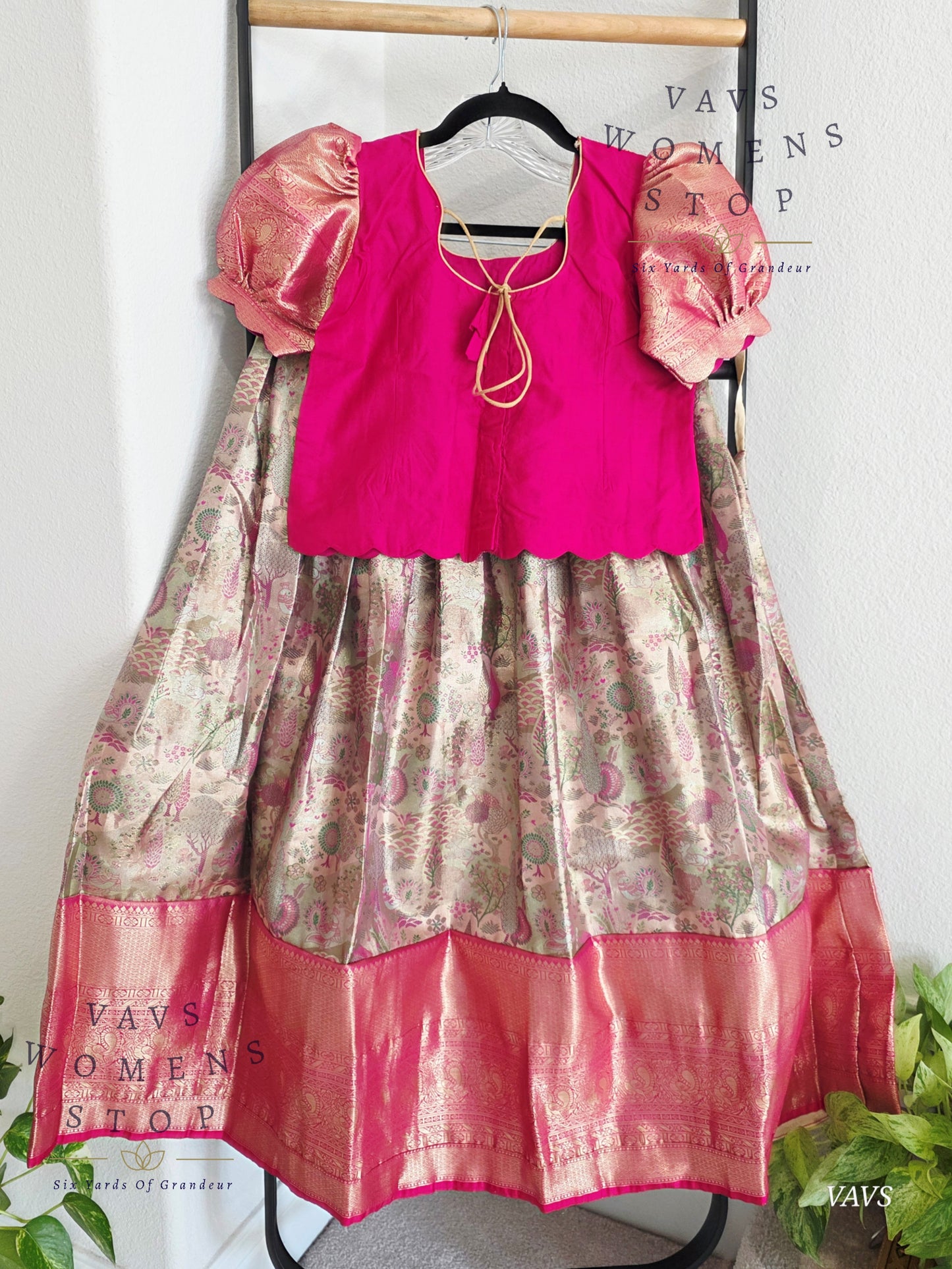 Semi Kanchi Pattu Silk Lehenga Set for Girls – Traditional Pavadai for Ages 11 to 12 | Ready to Ship from USA