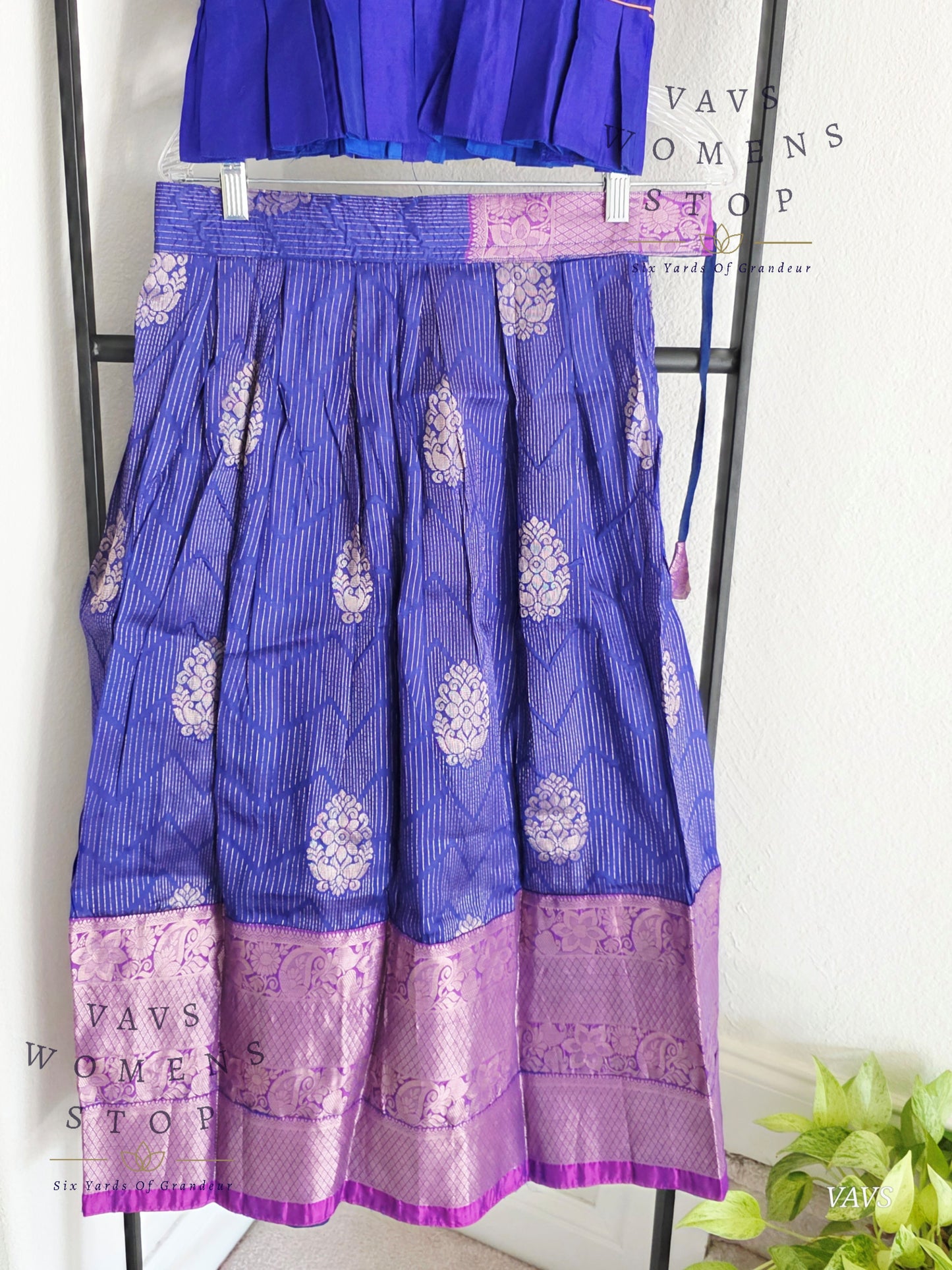 Semi Kanchi Pattu Silk Lehenga Set for Girls – Traditional Pavadai for Ages 7 to 8 | Ready to Ship from USA