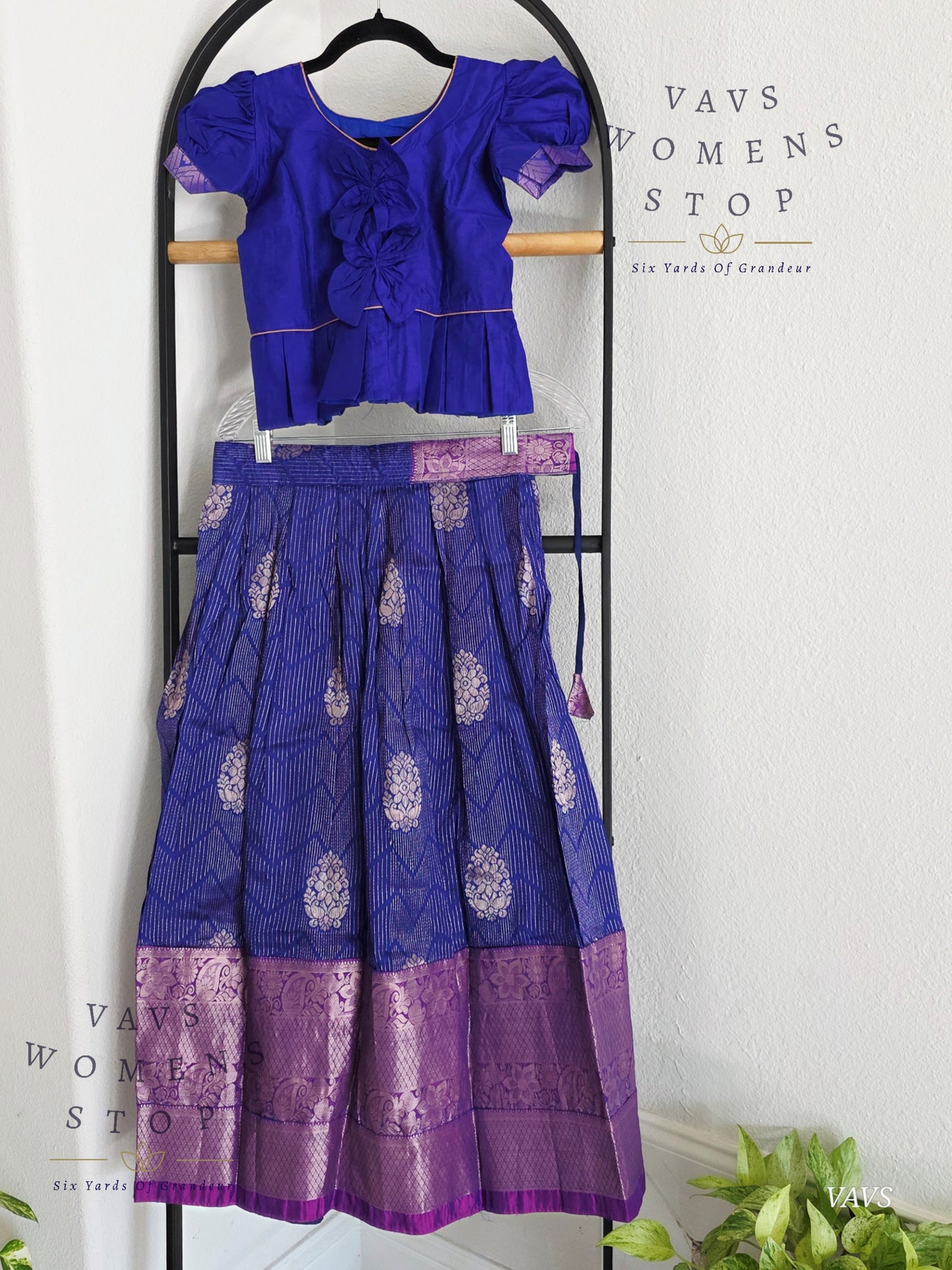 Semi Kanchi Pattu Silk Lehenga Set for Girls – Traditional Pavadai for Ages 7 to 8 | Ready to Ship from USA