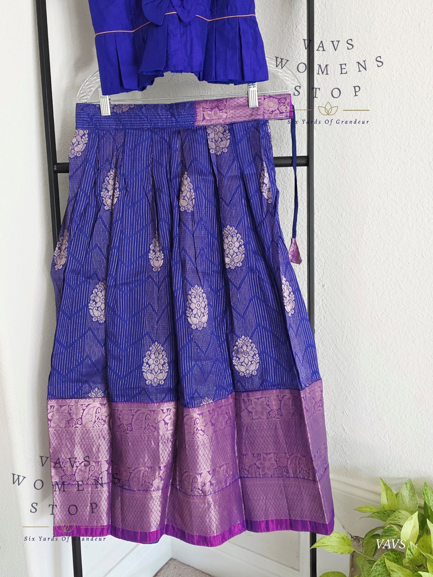 Semi Kanchi Pattu Silk Lehenga Set for Girls – Traditional Pavadai for Ages 7 to 8 | Ready to Ship from USA