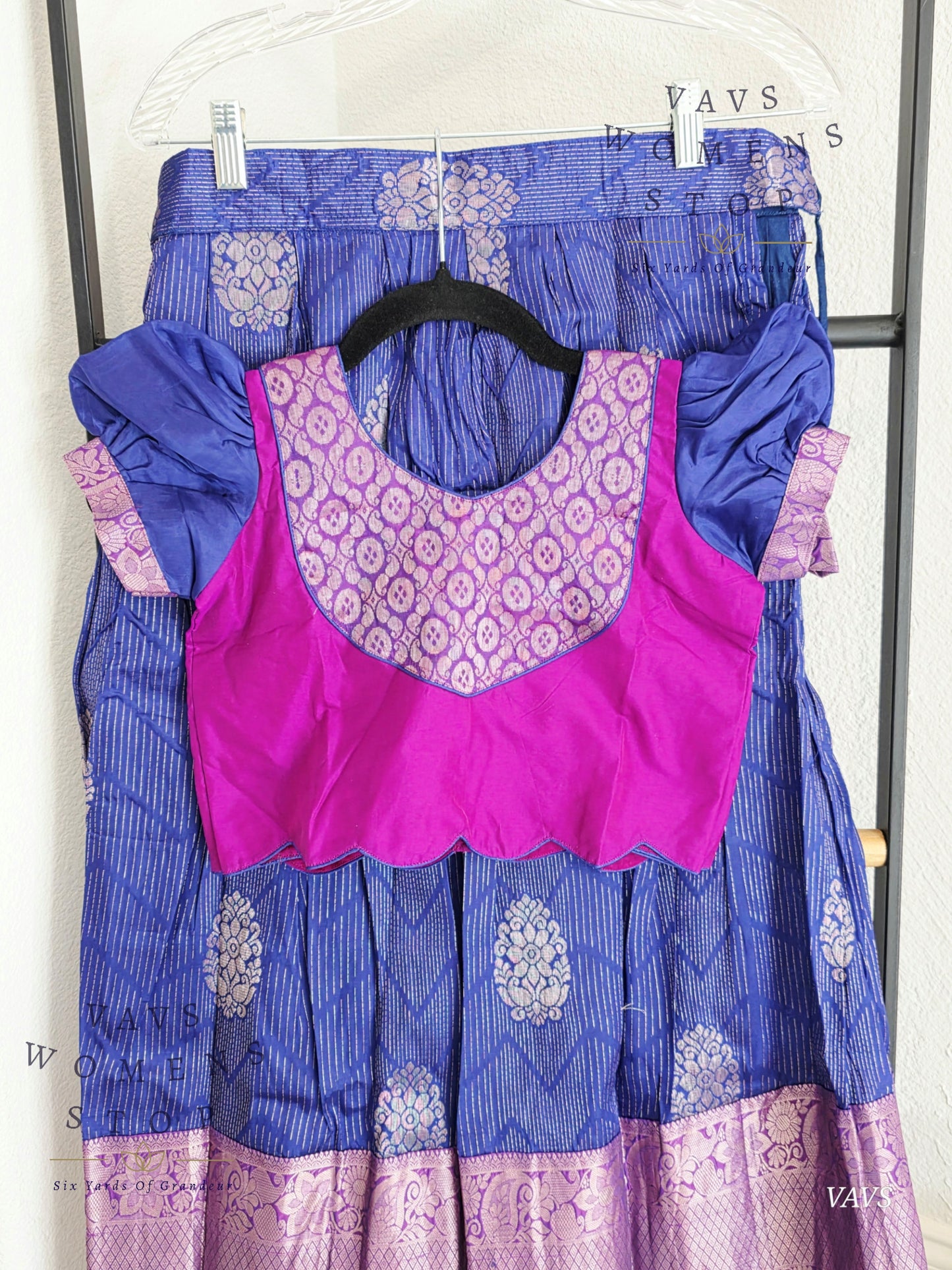 Semi Kanchi Pattu Silk Lehenga Set for Girls – Traditional Pavadai for Ages 9 to 10 | Ready to Ship from USA