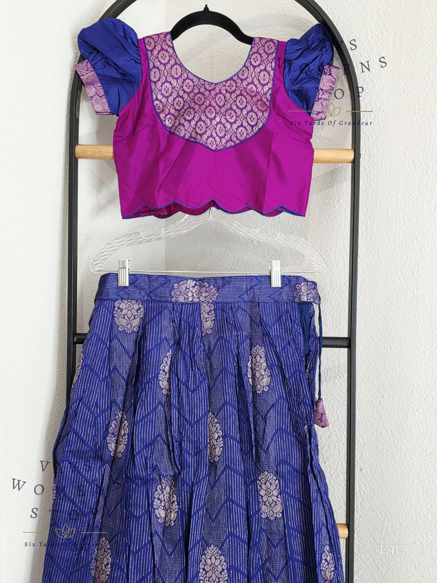 Semi Kanchi Pattu Silk Lehenga Set for Girls – Traditional Pavadai for Ages 9 to 10 | Ready to Ship from USA