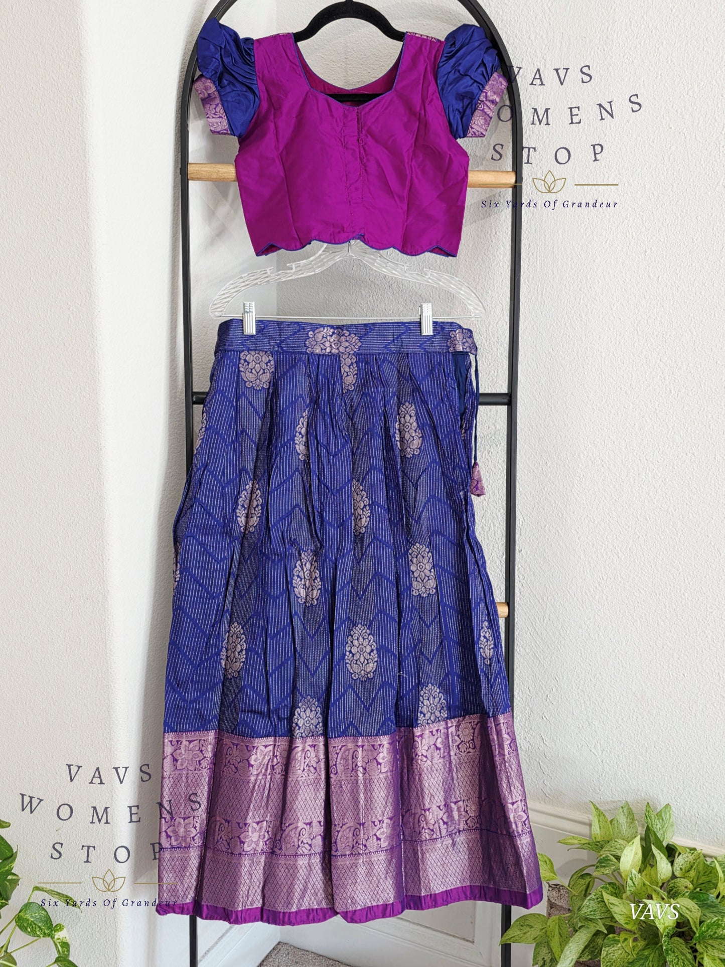 Semi Kanchi Pattu Silk Lehenga Set for Girls – Traditional Pavadai for Ages 9 to 10 | Ready to Ship from USA