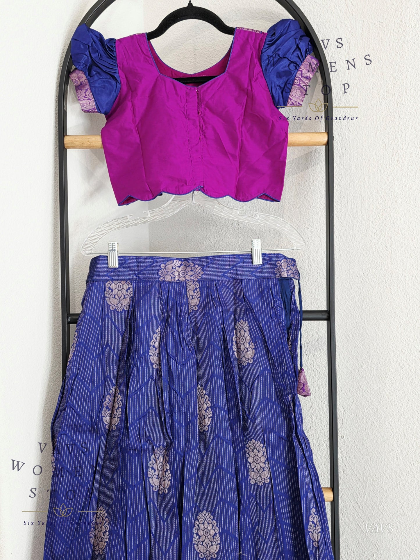 Semi Kanchi Pattu Silk Lehenga Set for Girls – Traditional Pavadai for Ages 9 to 10 | Ready to Ship from USA