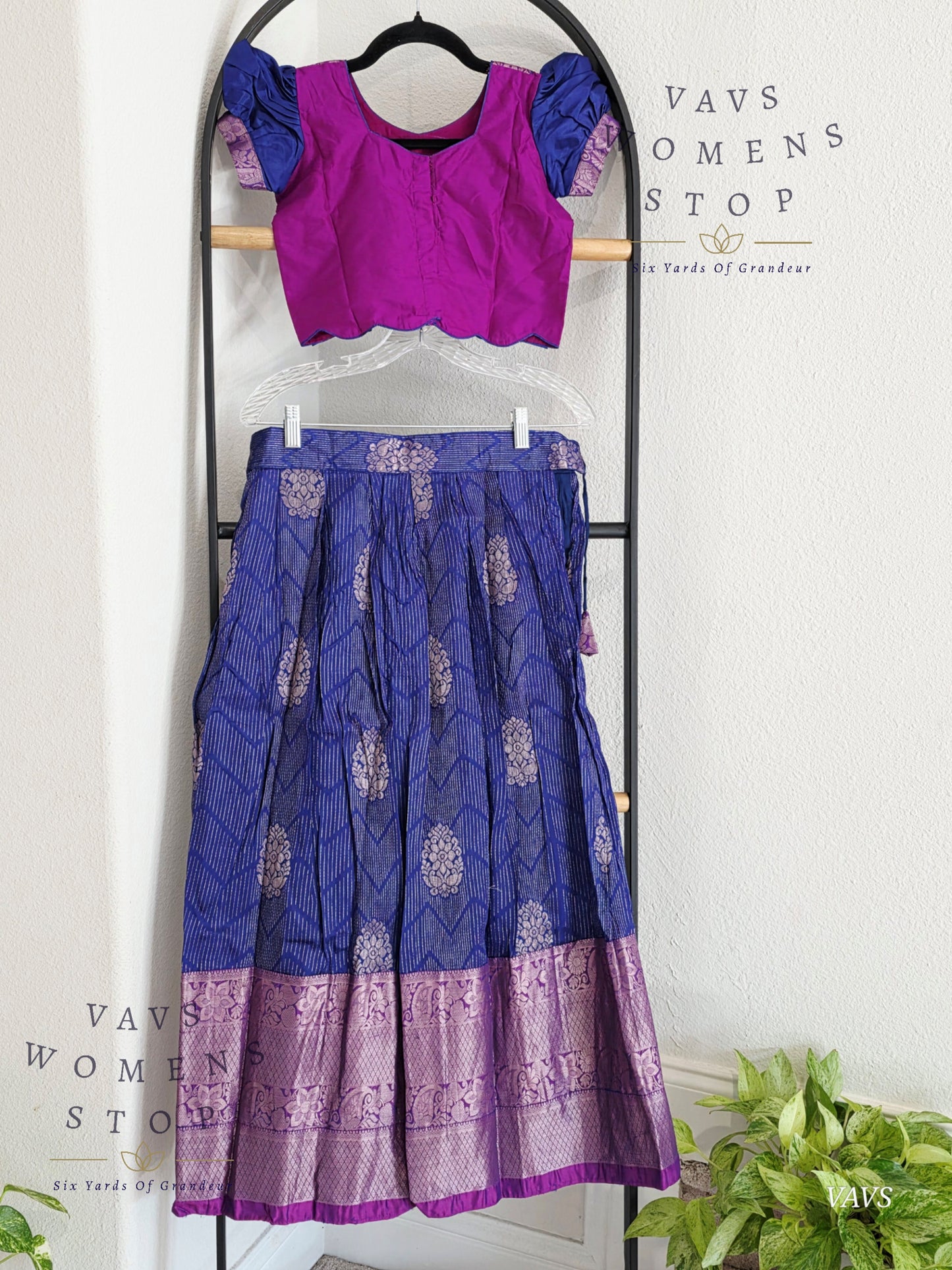 Semi Kanchi Pattu Silk Lehenga Set for Girls – Traditional Pavadai for Ages 9 to 10 | Ready to Ship from USA