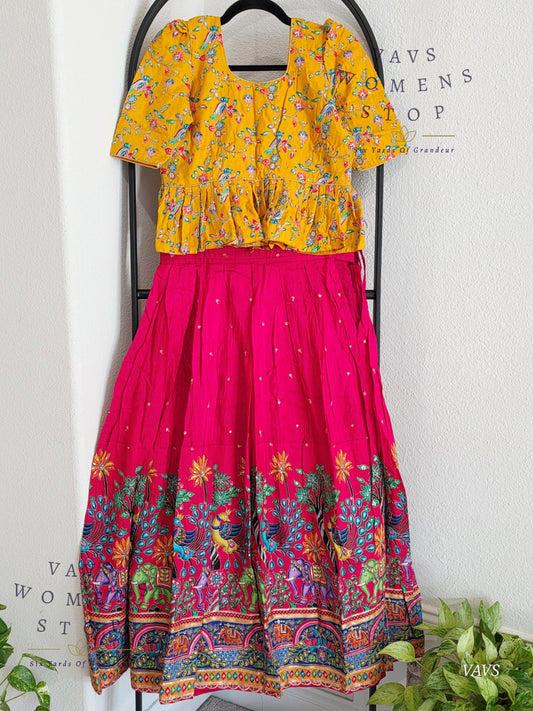 Munga Crepe Silk Kalamkari Lehenga Set