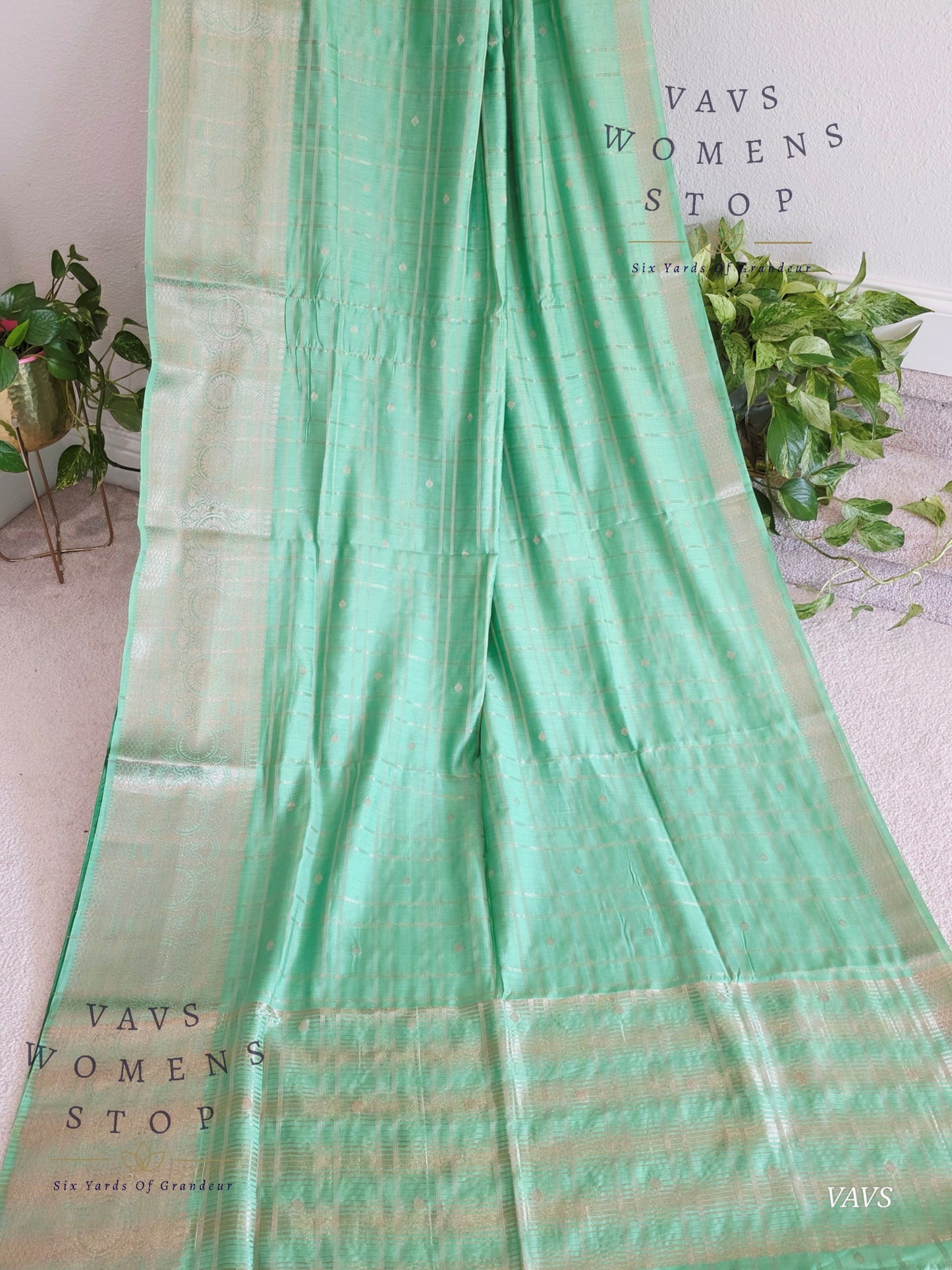 Soft Chanderi Linen Style Saree - Stitched Blouse