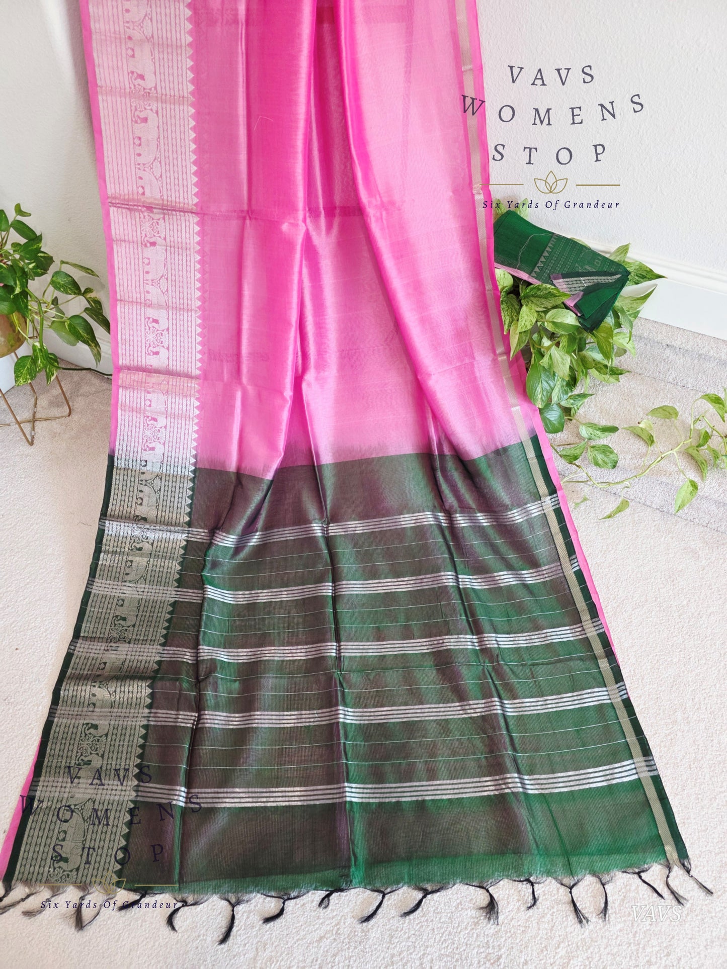 Mangalagiri Pattu Silk Cotton Saree with Kanchi Border
