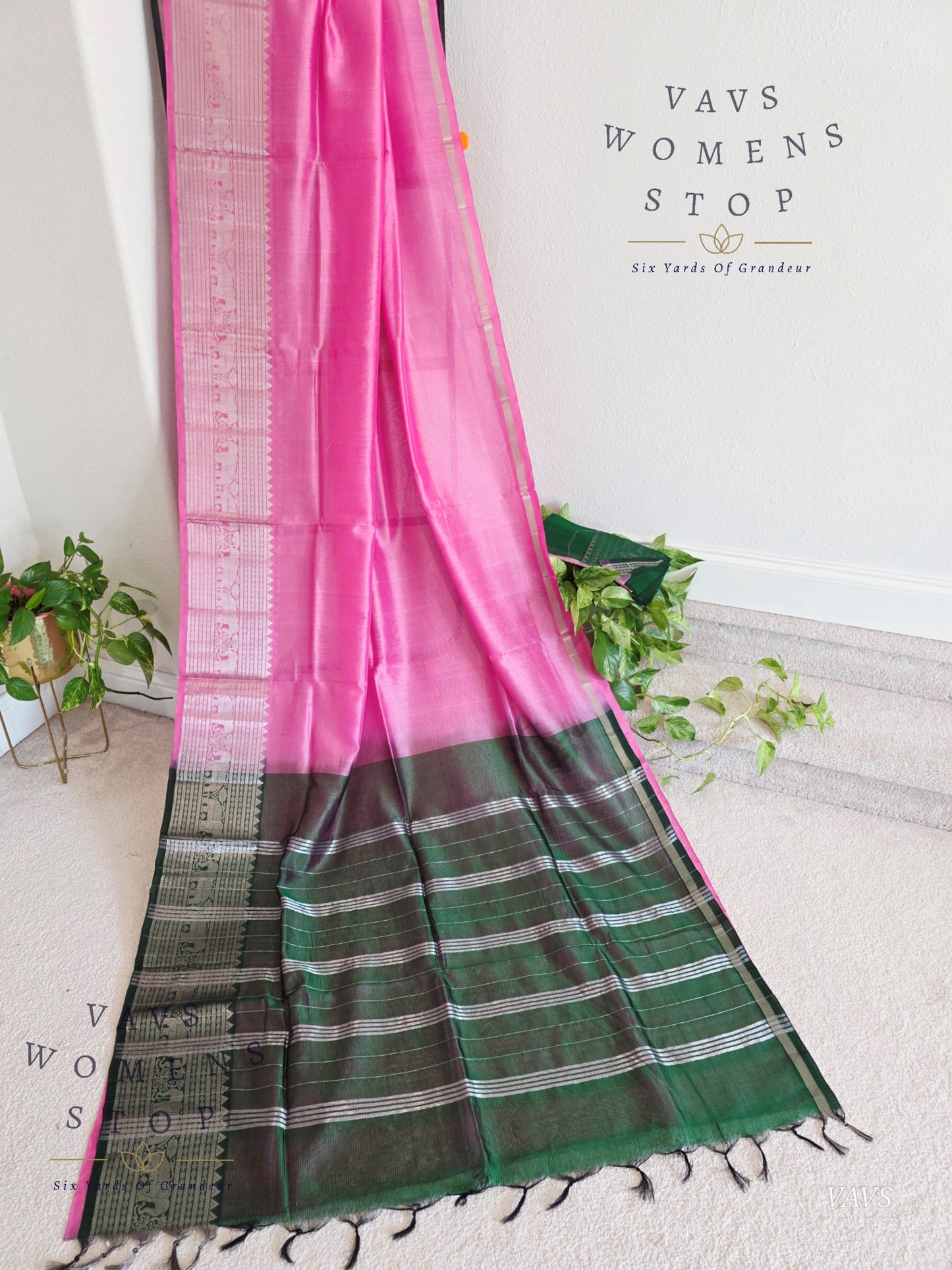 Mangalagiri Pattu Silk Cotton Saree with Kanchi Border