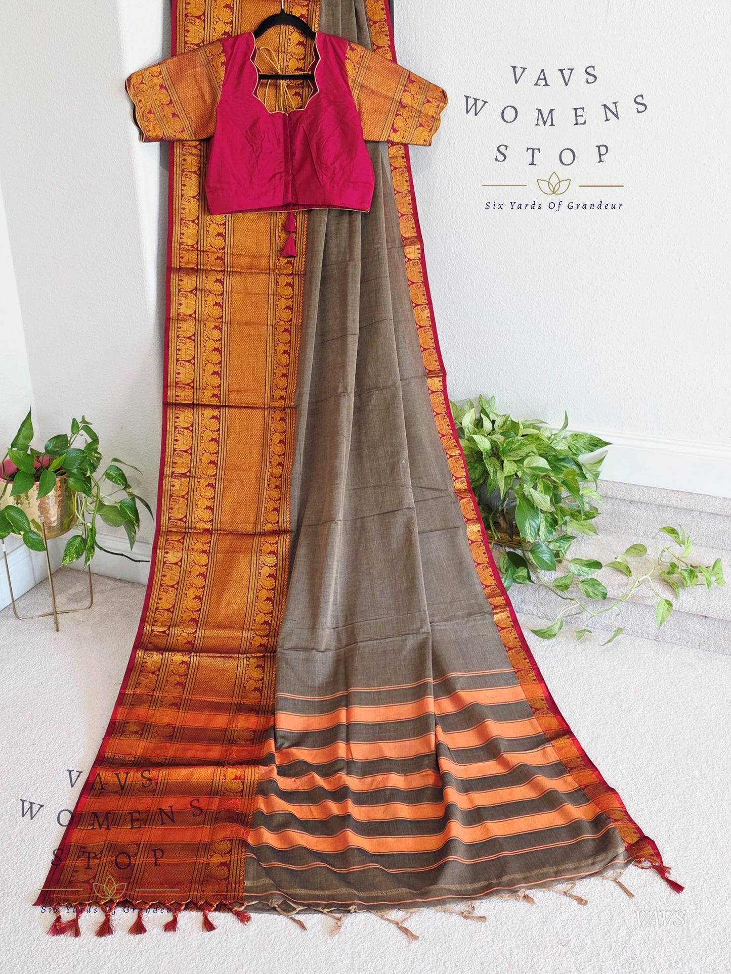 Soft Narayanpet Cotton Saree with Stitched Blouse