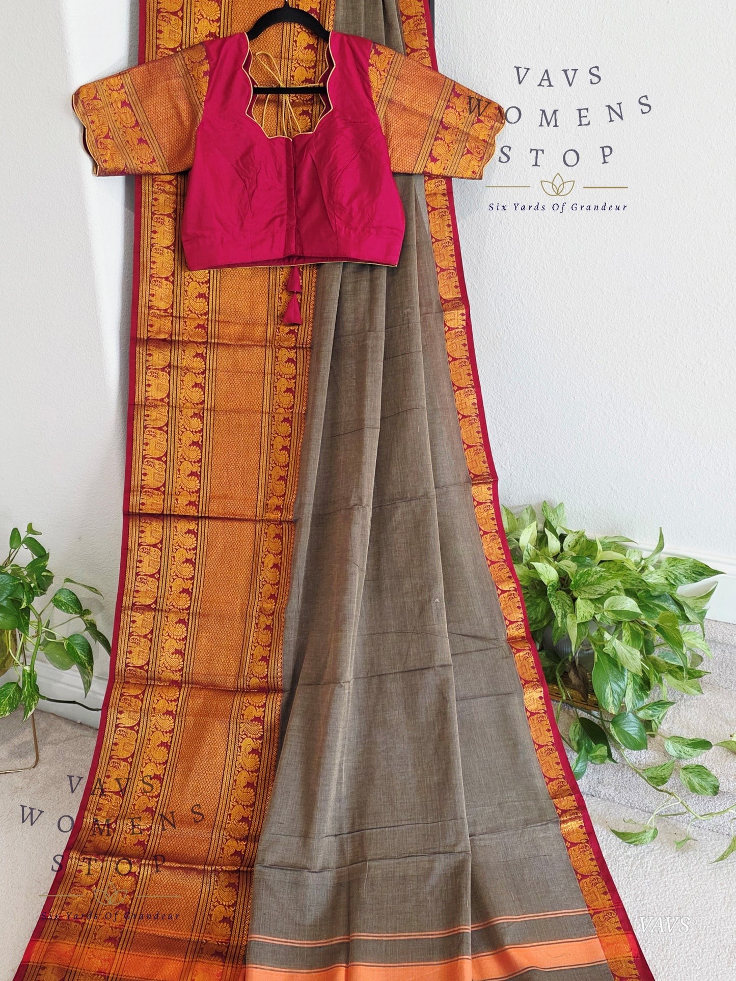 Soft Narayanpet Cotton Saree with Stitched Blouse