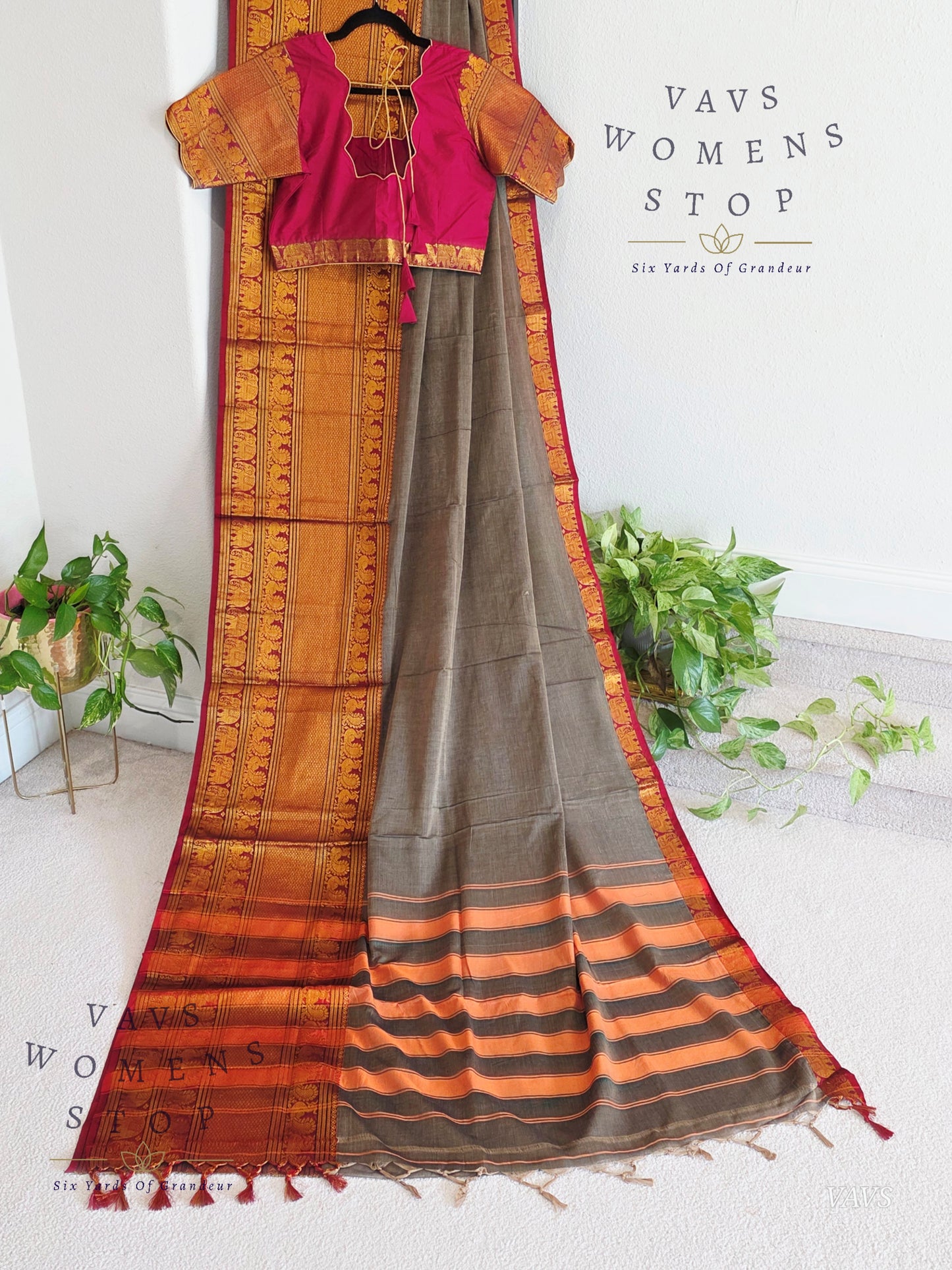 Soft Narayanpet Cotton Saree with Stitched Blouse