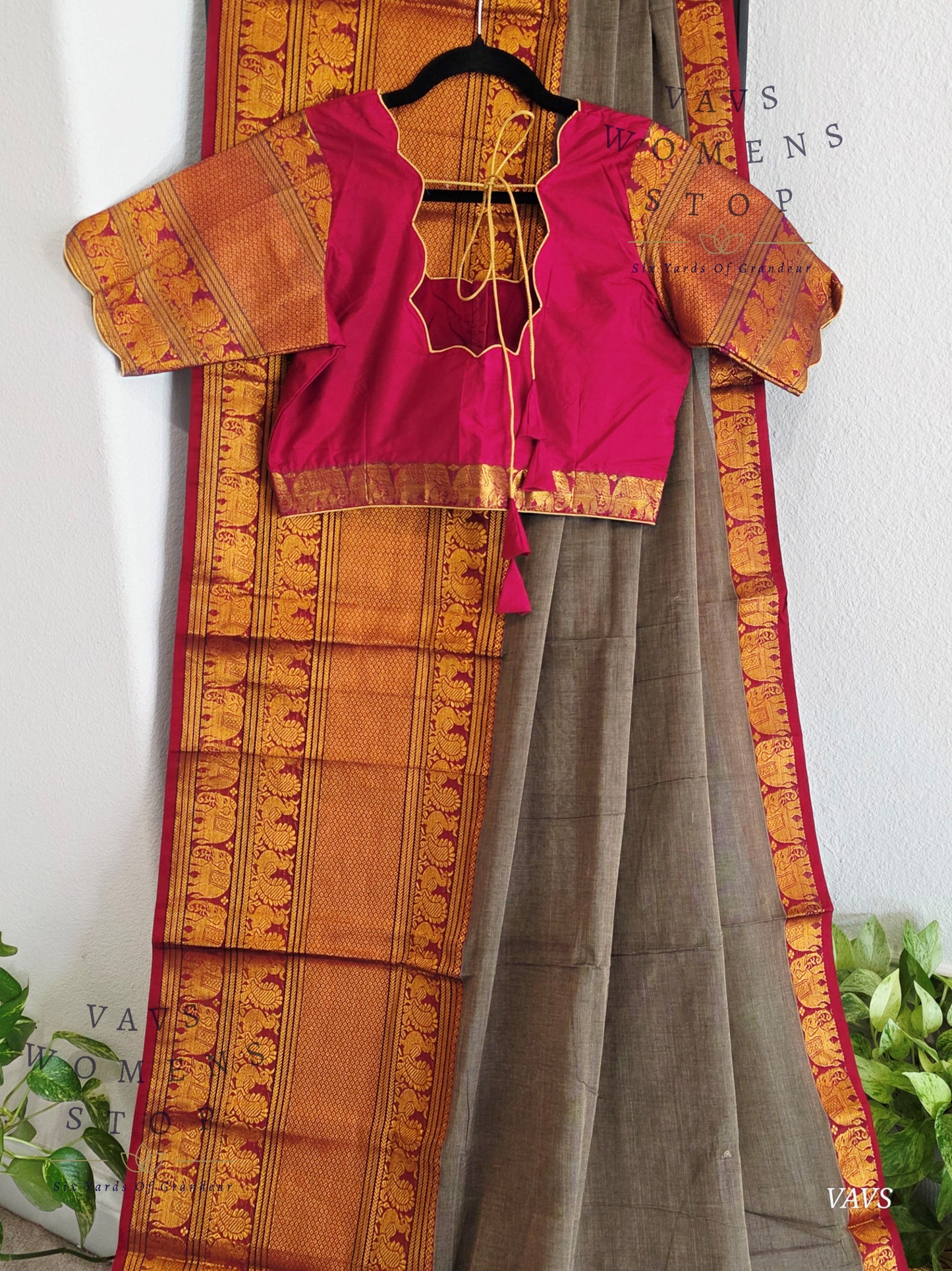Soft Narayanpet Cotton Saree with Stitched Blouse