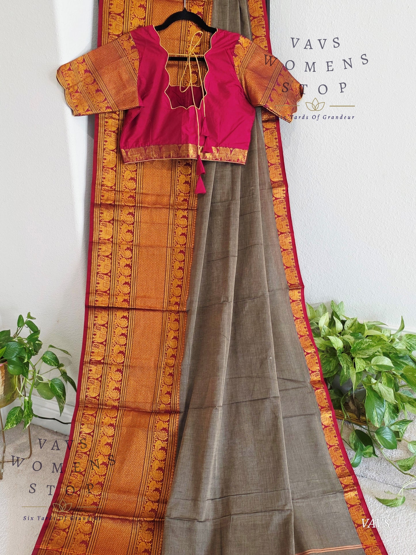 Soft Narayanpet Cotton Saree with Stitched Blouse