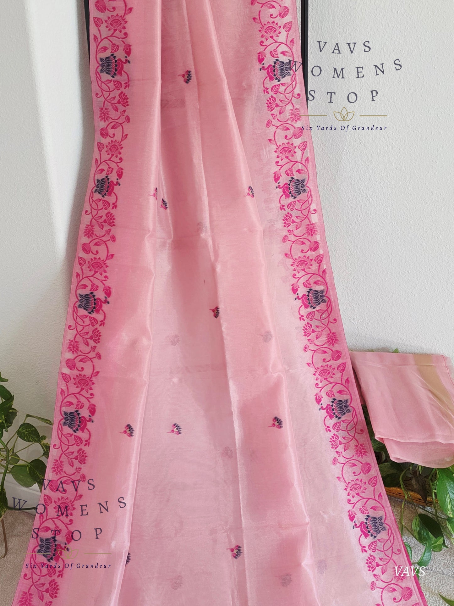 Semi Tissue Silk Cotton Jamdani Style Saree