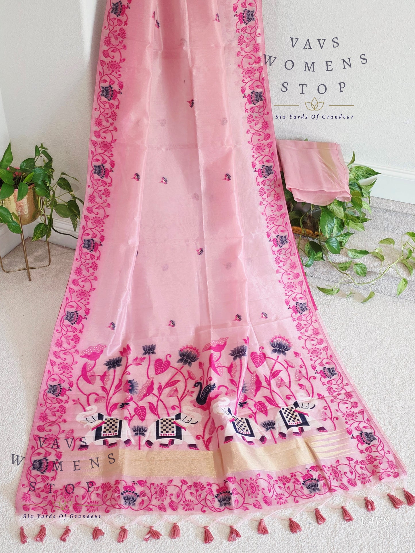 Semi Tissue Silk Cotton Jamdani Style Saree