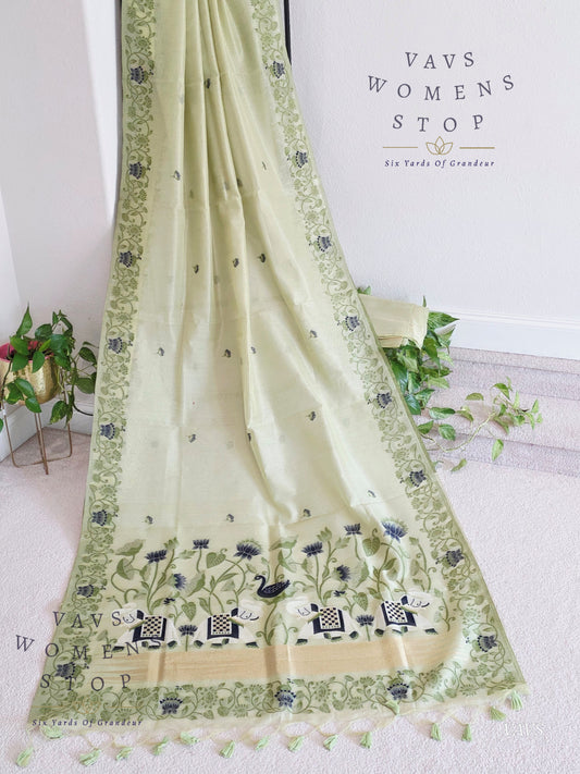 Semi Tissue Silk Cotton Jamdani Style Saree