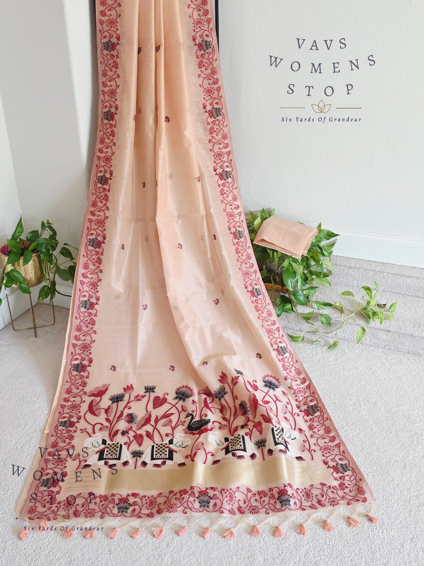 Semi Tissue Silk Cotton Jamdani Style Saree