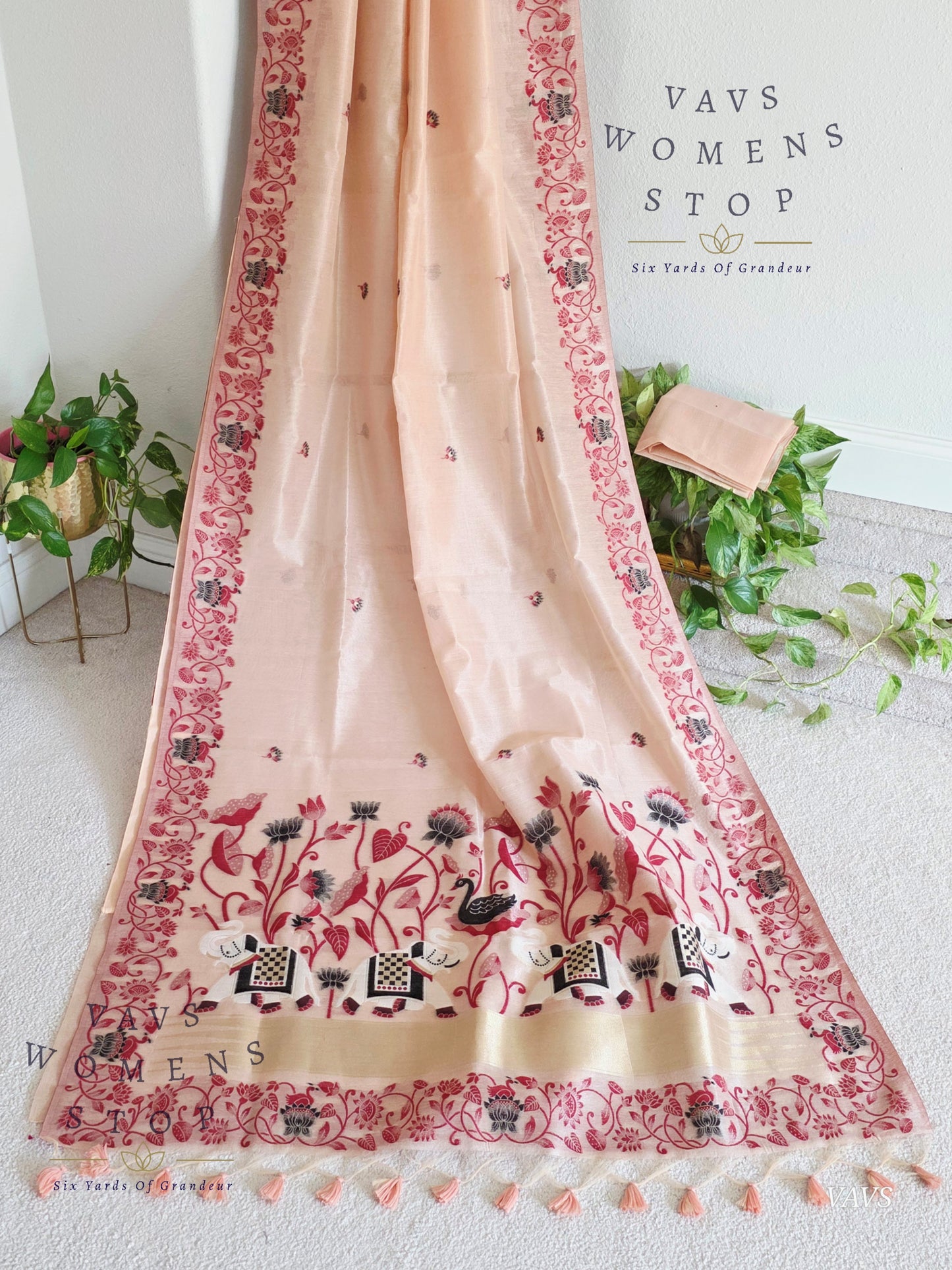 Semi Tissue Silk Cotton Jamdani Style Saree