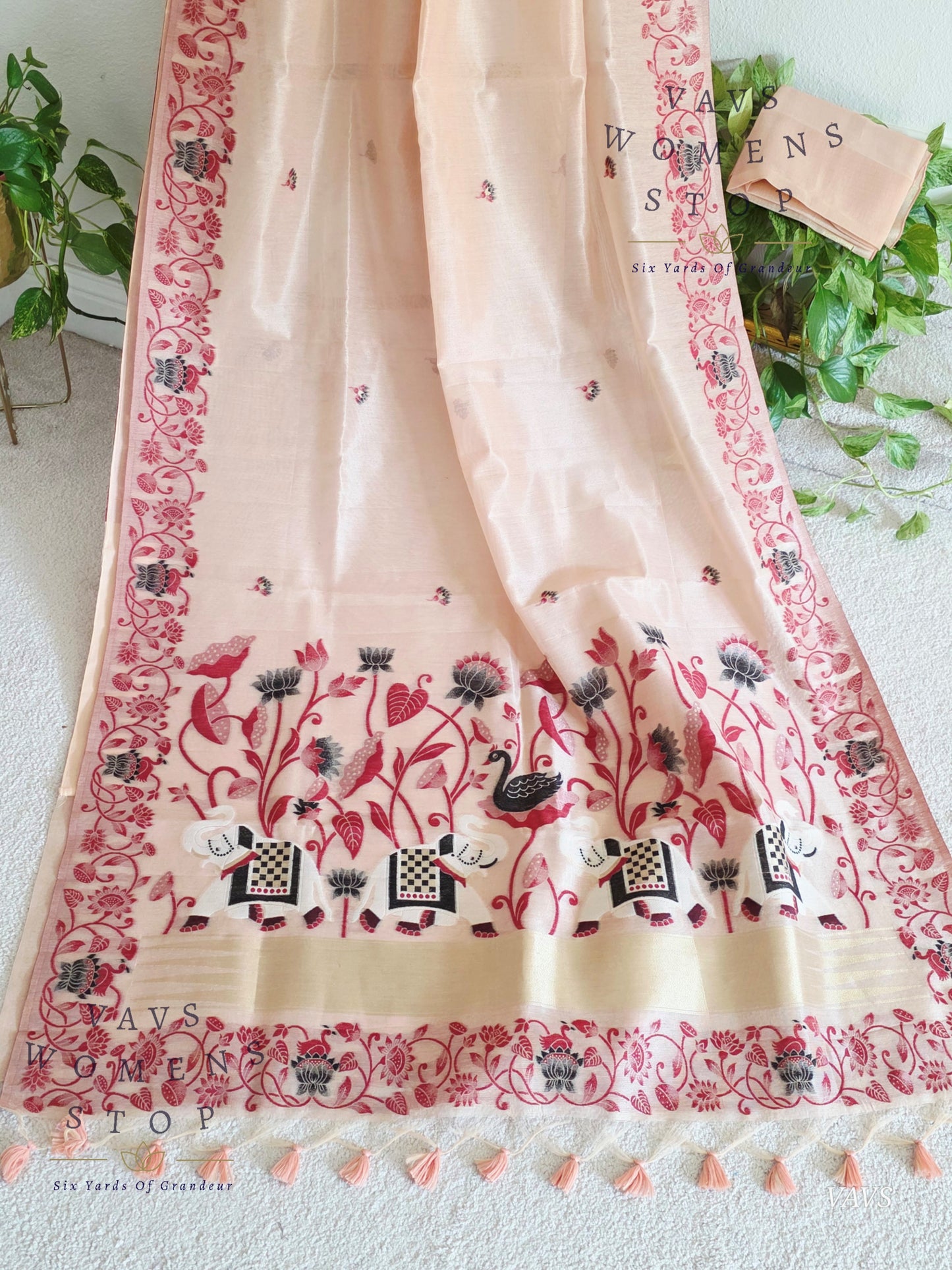 Semi Tissue Silk Cotton Jamdani Style Saree