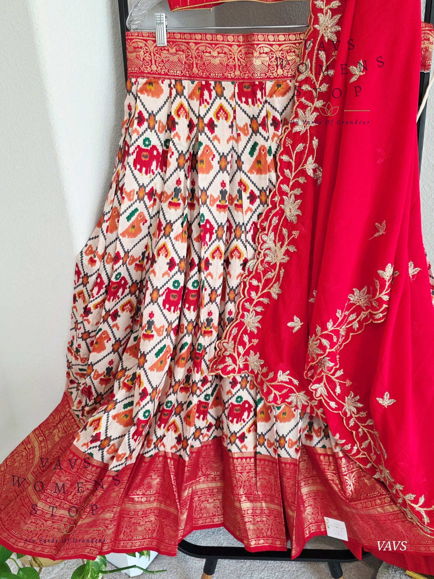 Munga Benarasi Patola Half Saree/ Lehenga Set