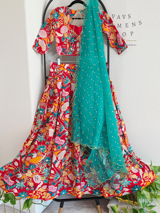 Fine Quality Crepe Silk Half Saree Designer Set
