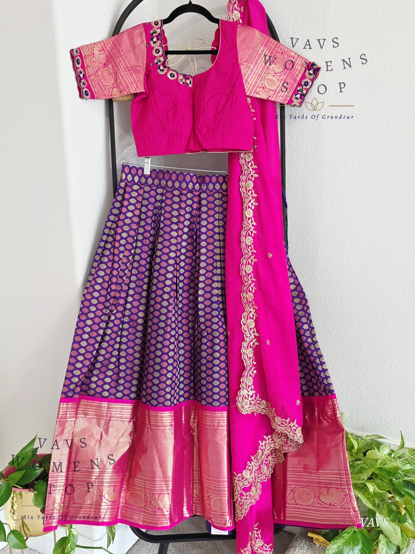 Pure Kanchi Silk Traditional Half Saree Set