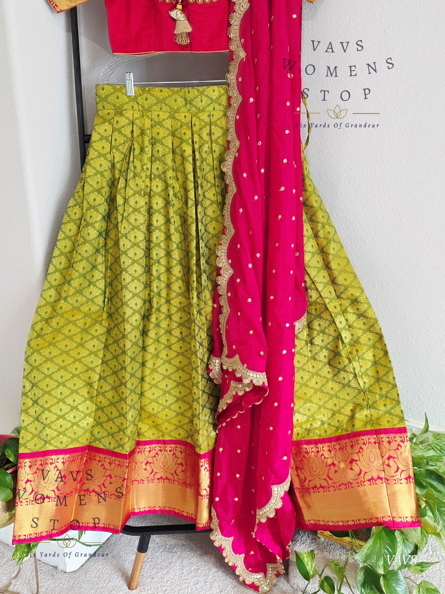 Semi Kanchi Half Saree Set – Traditional South Indian Lehenga for Women | Bridal & Festive Wear |