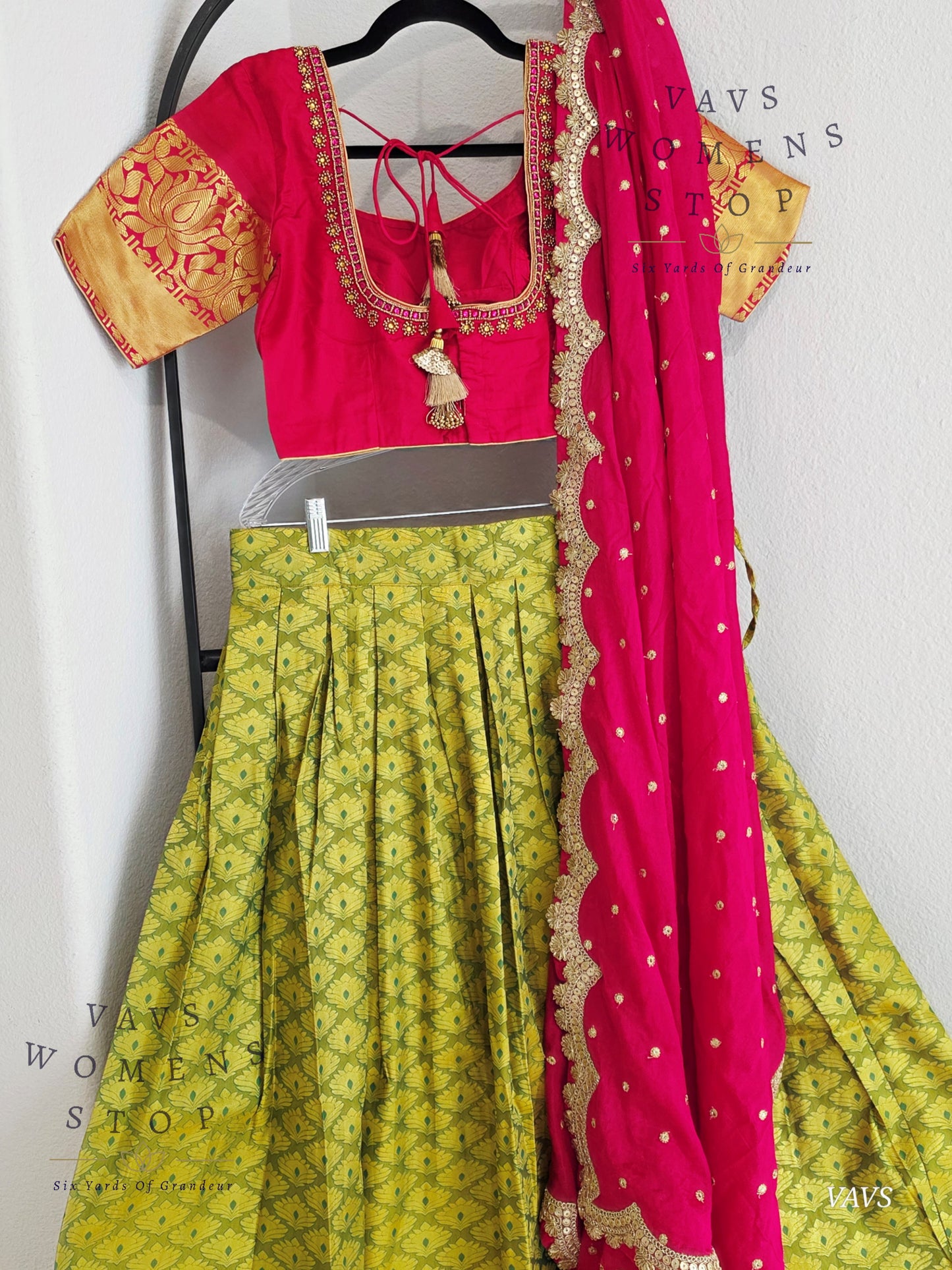 Semi Kanchi Half Saree Set – Traditional South Indian Lehenga for Women | Bridal & Festive Wear |