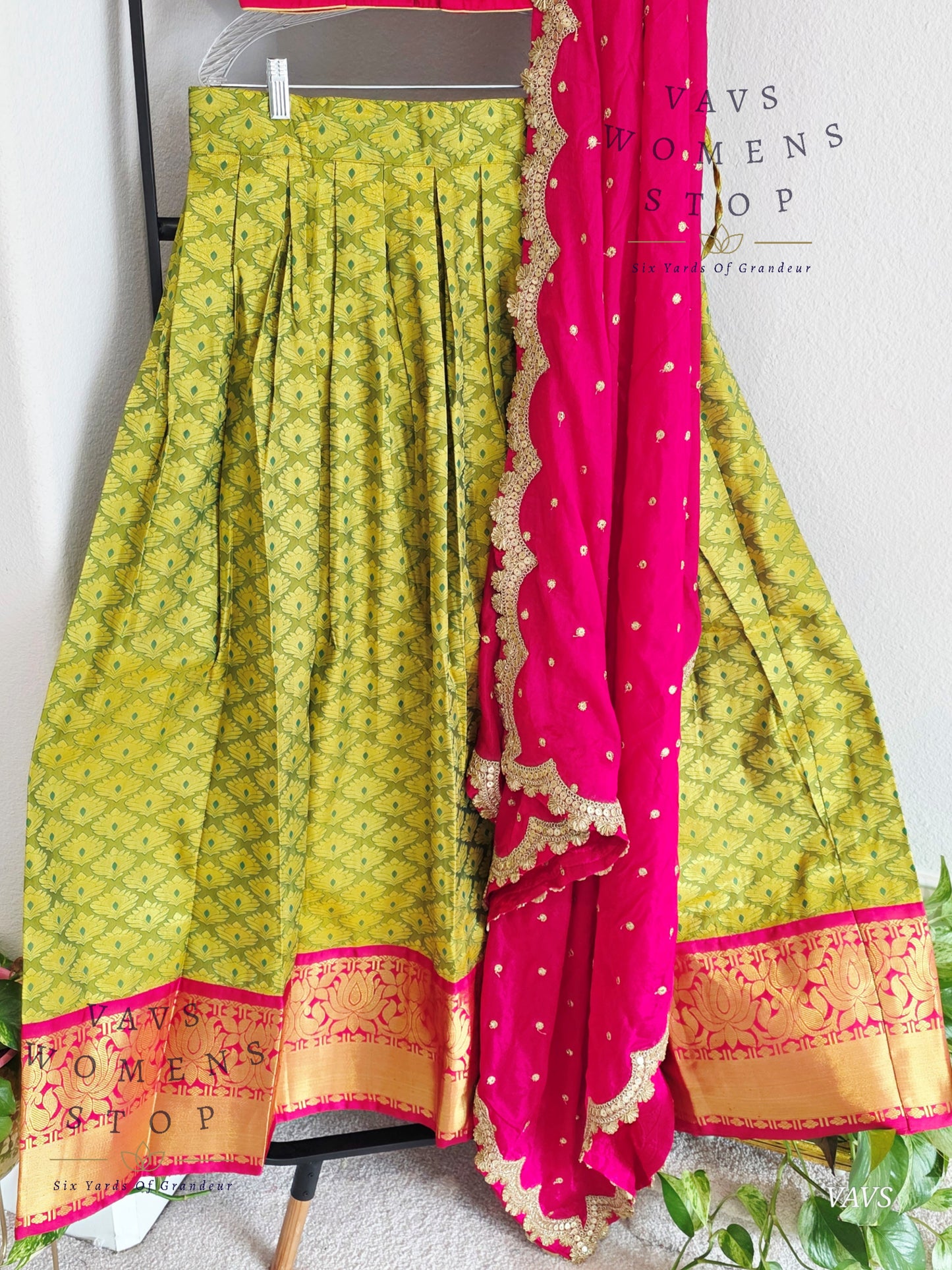 Semi Kanchi Half Saree Set – Traditional South Indian Lehenga for Women | Bridal & Festive Wear |