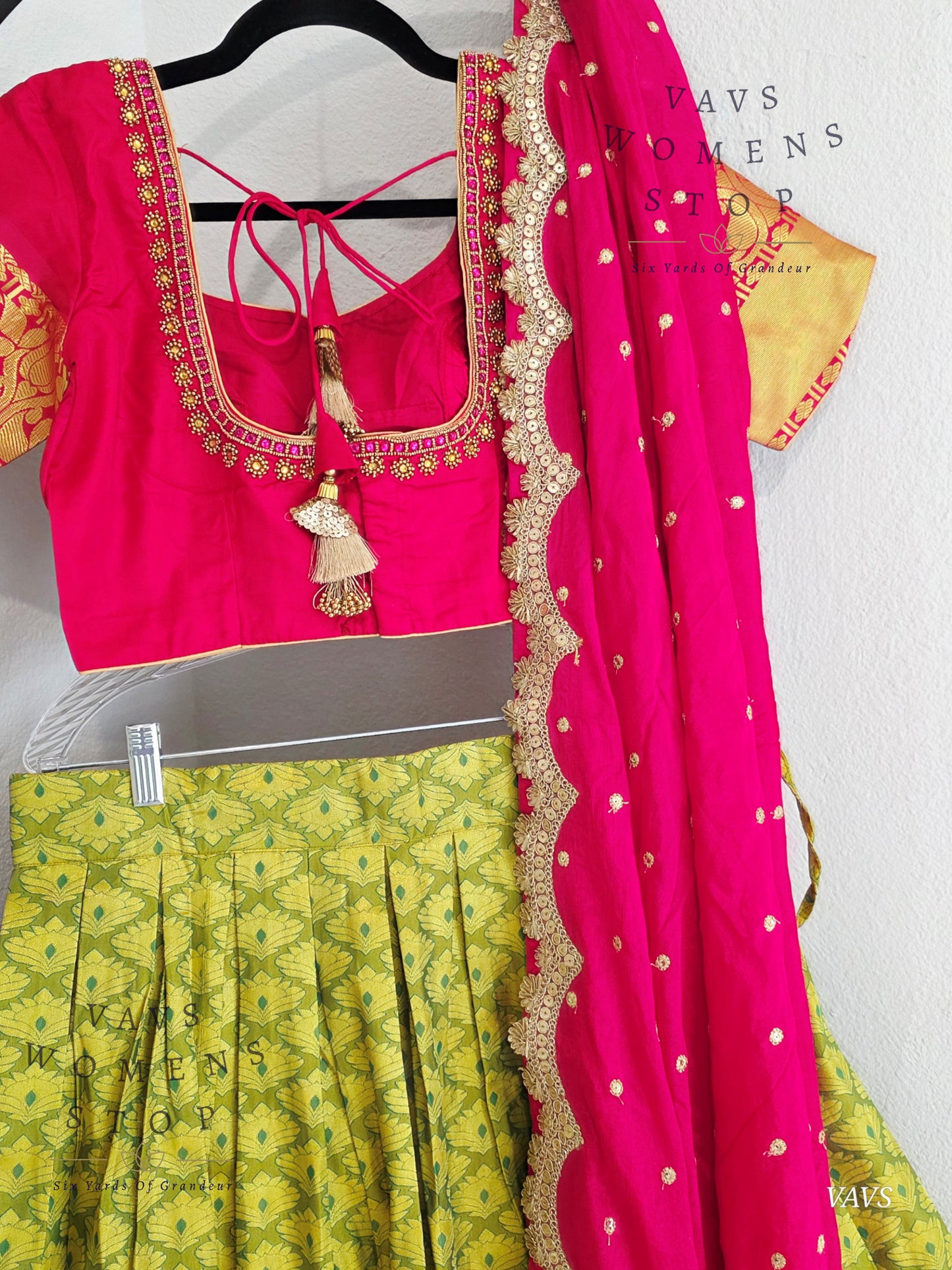 Semi Kanchi Half Saree Set – Traditional South Indian Lehenga for Women | Bridal & Festive Wear |