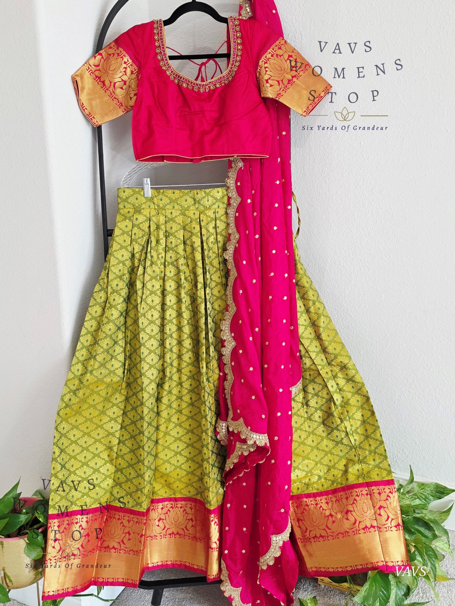 Semi Kanchi Half Saree Set – Traditional South Indian Lehenga for Women | Bridal & Festive Wear |
