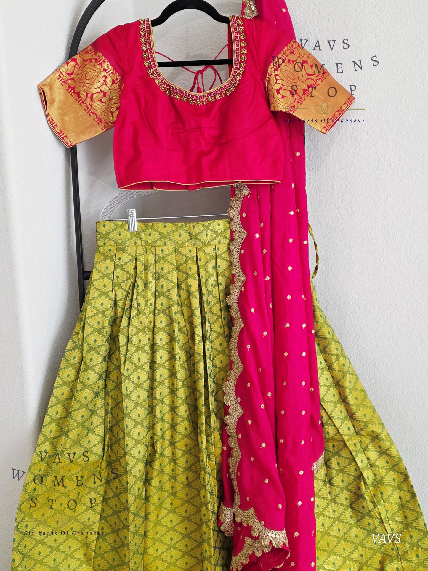 Semi Kanchi Half Saree Set – Traditional South Indian Lehenga for Women | Bridal & Festive Wear |